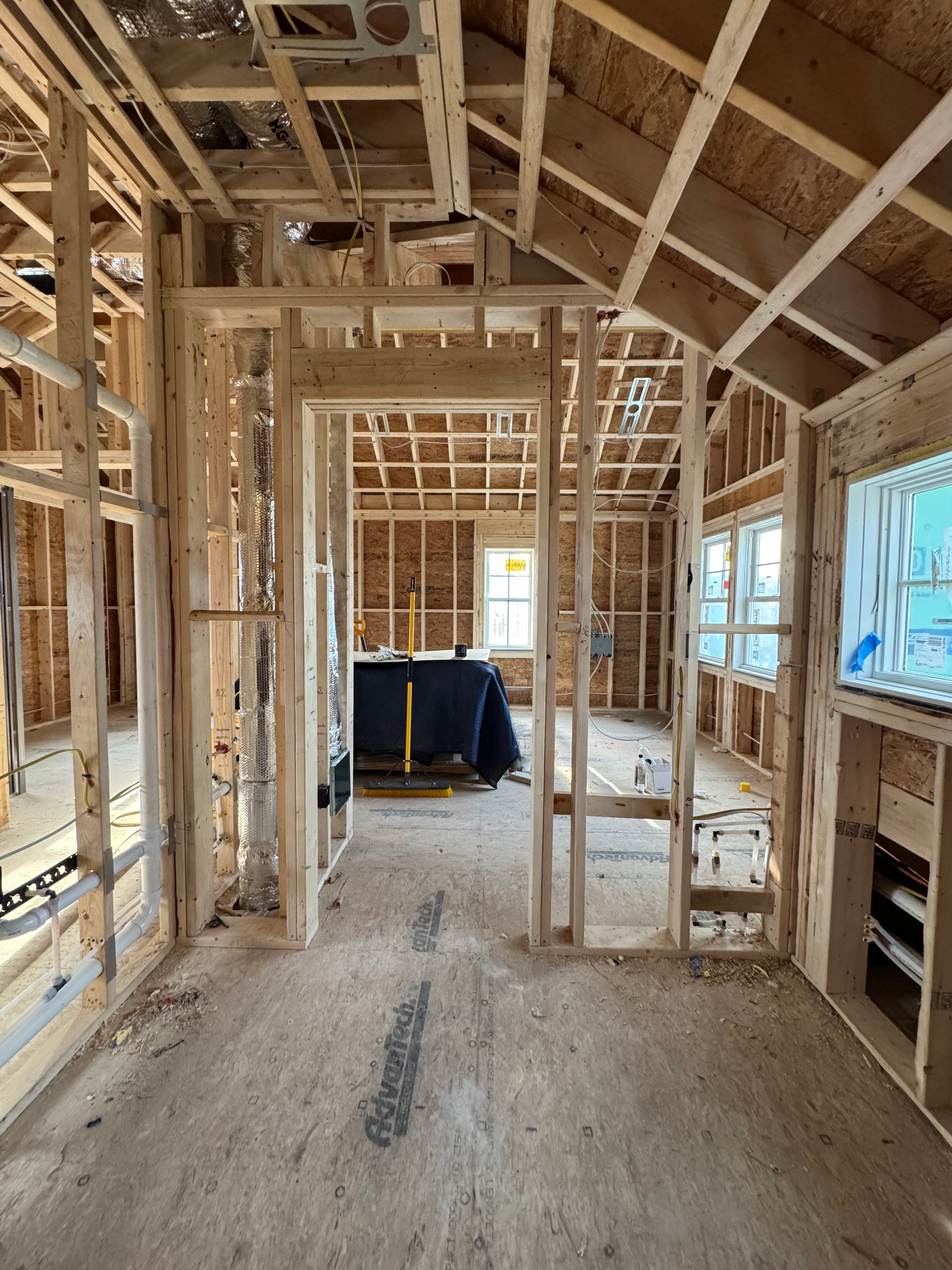 New laundry room framing in second story addition