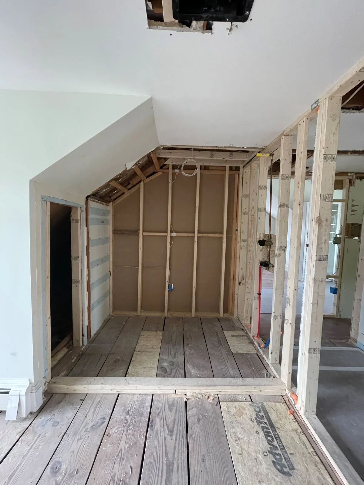 primary shower framing during construction