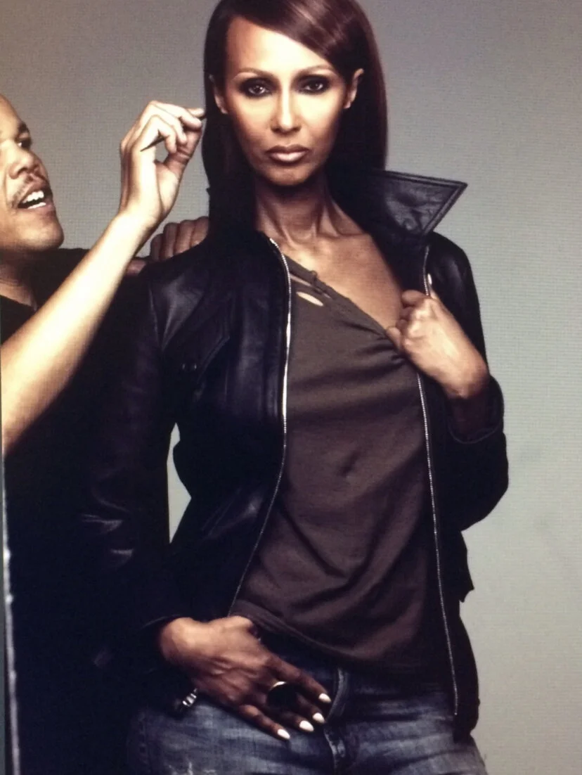 Chuckie Amos with Iman. Hair by Chuckie Amos. Image courtesy of Chuckie Amos.