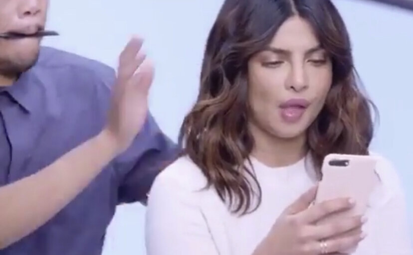 Chuckie Amos with Priyanka Chopra Jonas. Hair by Chuckie Amos. Image courtesy of Chuckie Amos.