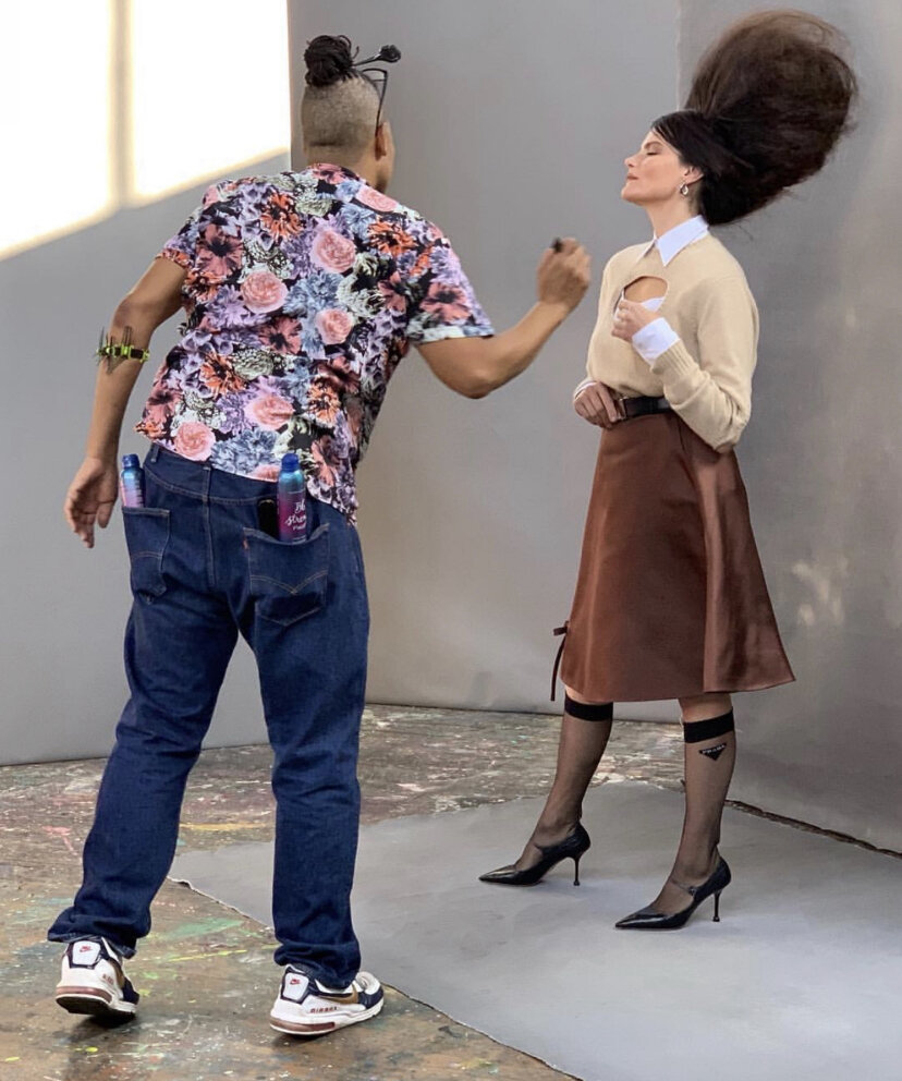 Chuckie Amos at work. Hair by Chuckie Amos. Image courtesy of Chuckie Amos.