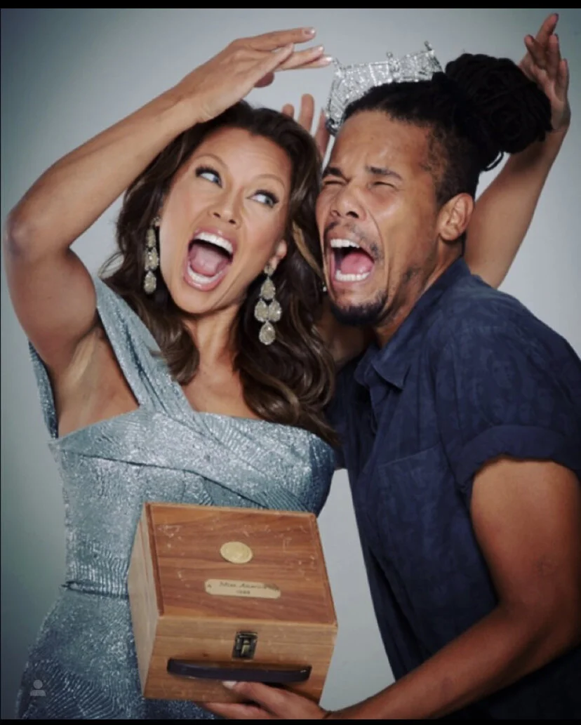 Chuckie Amos with Vanessa L Williams. Hair by Chuckie Amos. Image courtesy of Chuckie Amos.