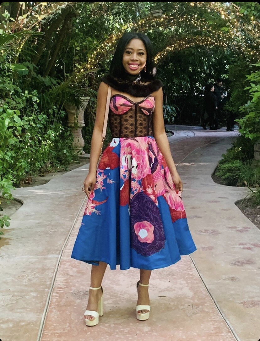 Barbara Biosah of DUMEBI. Wearing a dress from her ‘Daydream’ collection by DUMEBI. Photo courtesy of DUMEBI.