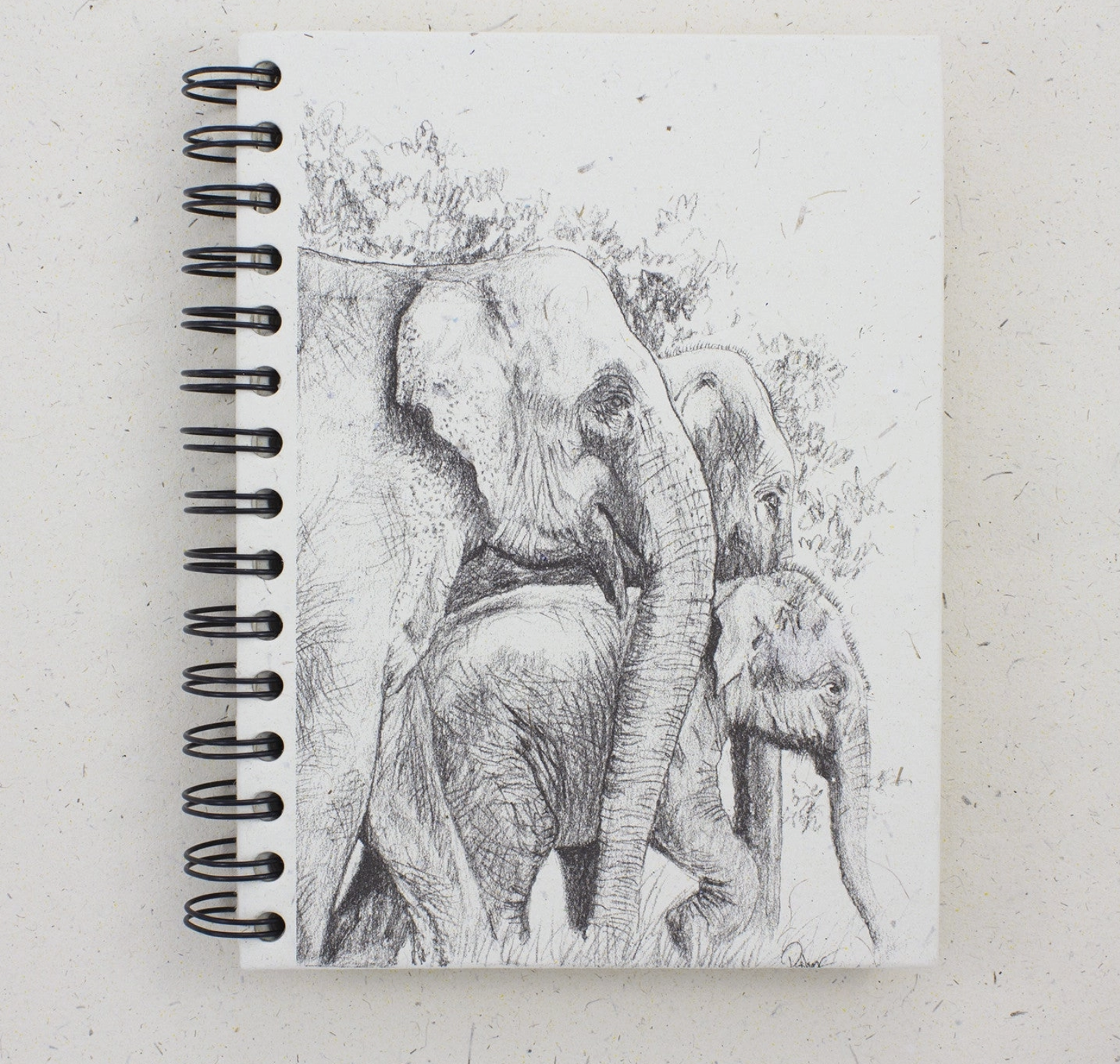 Large Notebook Elephant Family Sketch