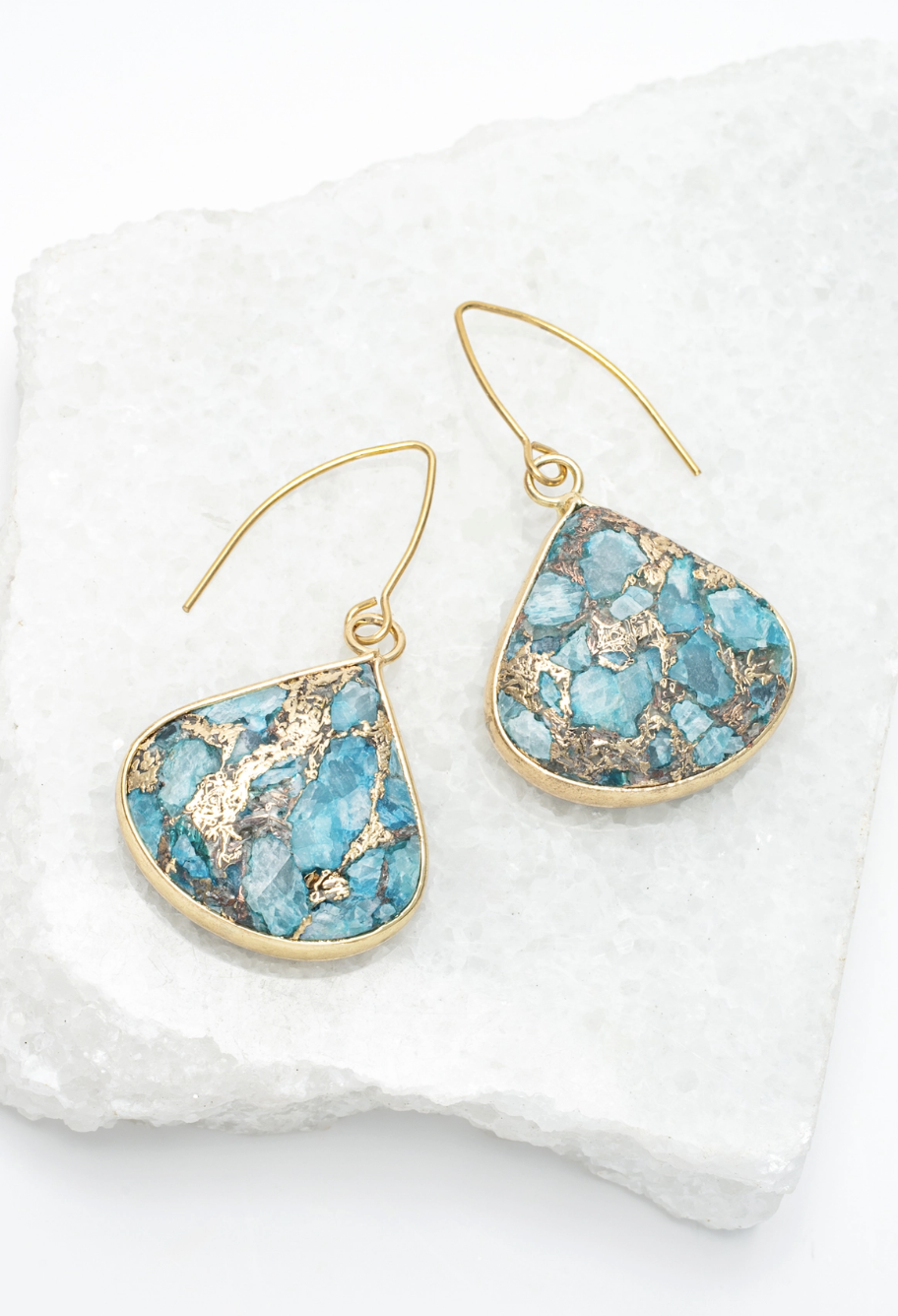 Emperor Stone Blossom Earrings - 14K Gold Plated Natural Stone Studs