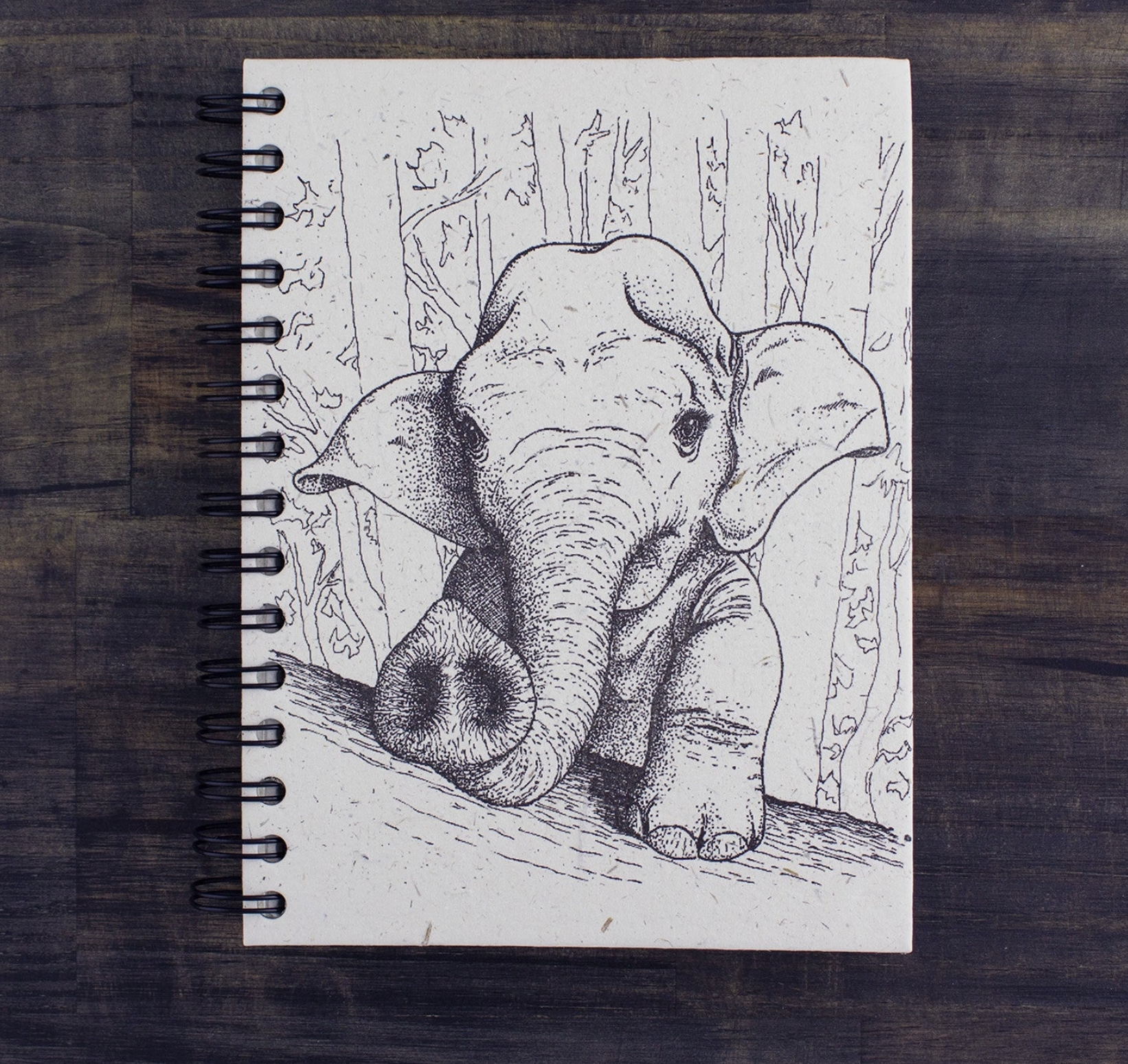 Large Notebook Baby Elephant Sketch