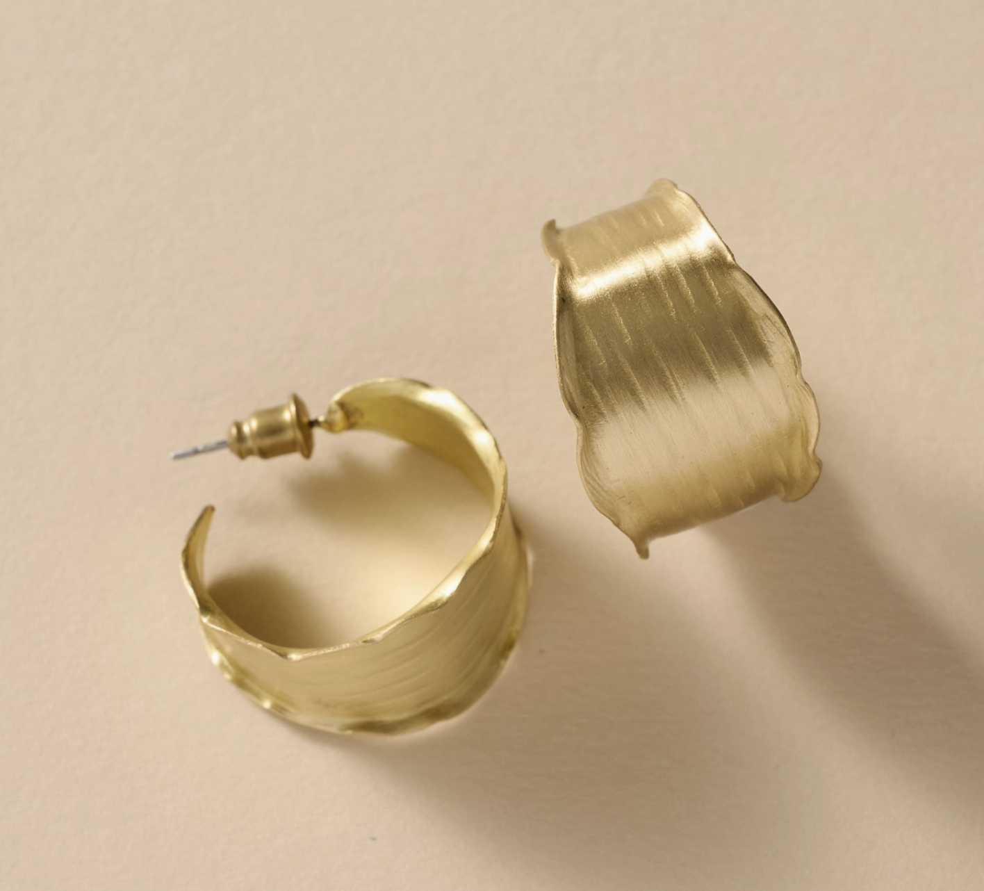Diva Hammered Brass Hoop Earrings