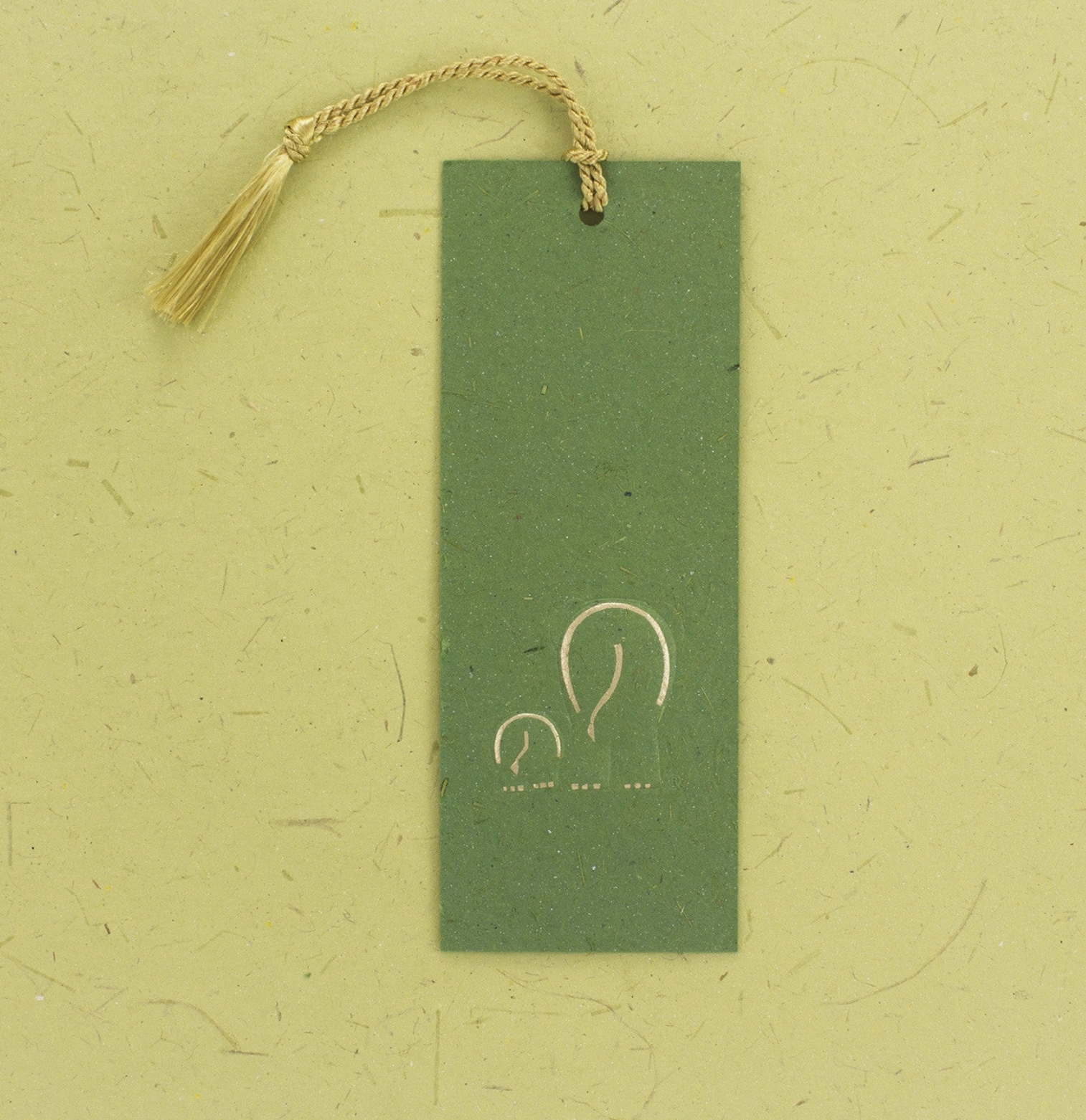 Elephant Dung Paper Bookmark Green with Tassle