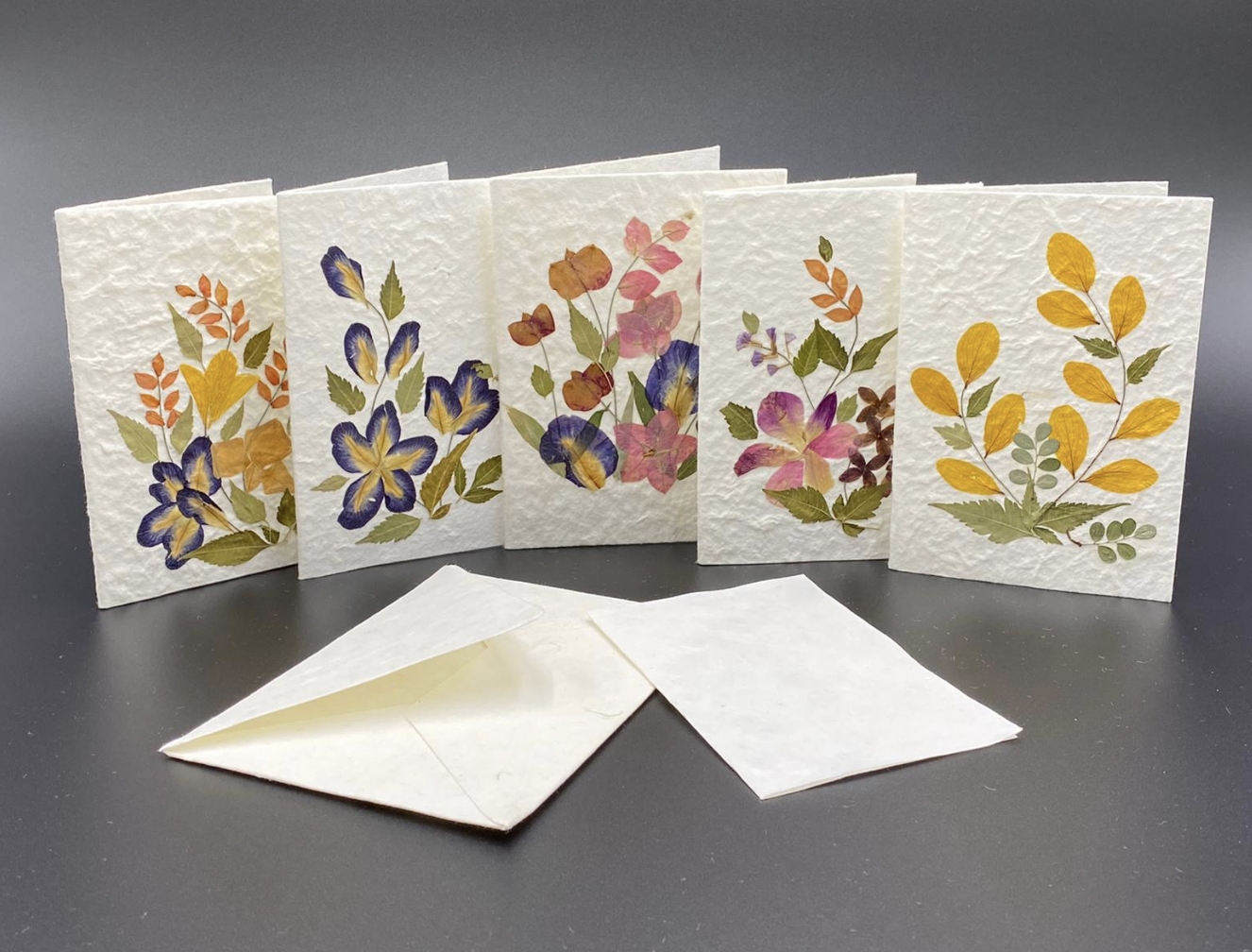 Mulberry Paper Notecards w/ Real Flowers