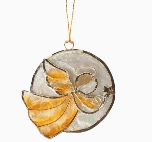 Golden Angel Capiz Ornament