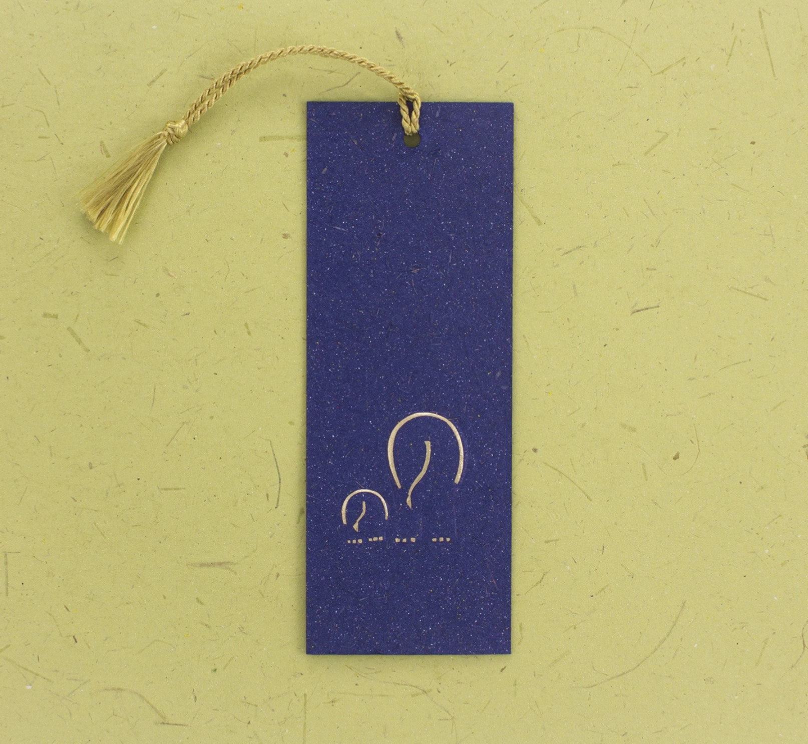 Elephant Dung Paper Bookmark Blue with Tassle