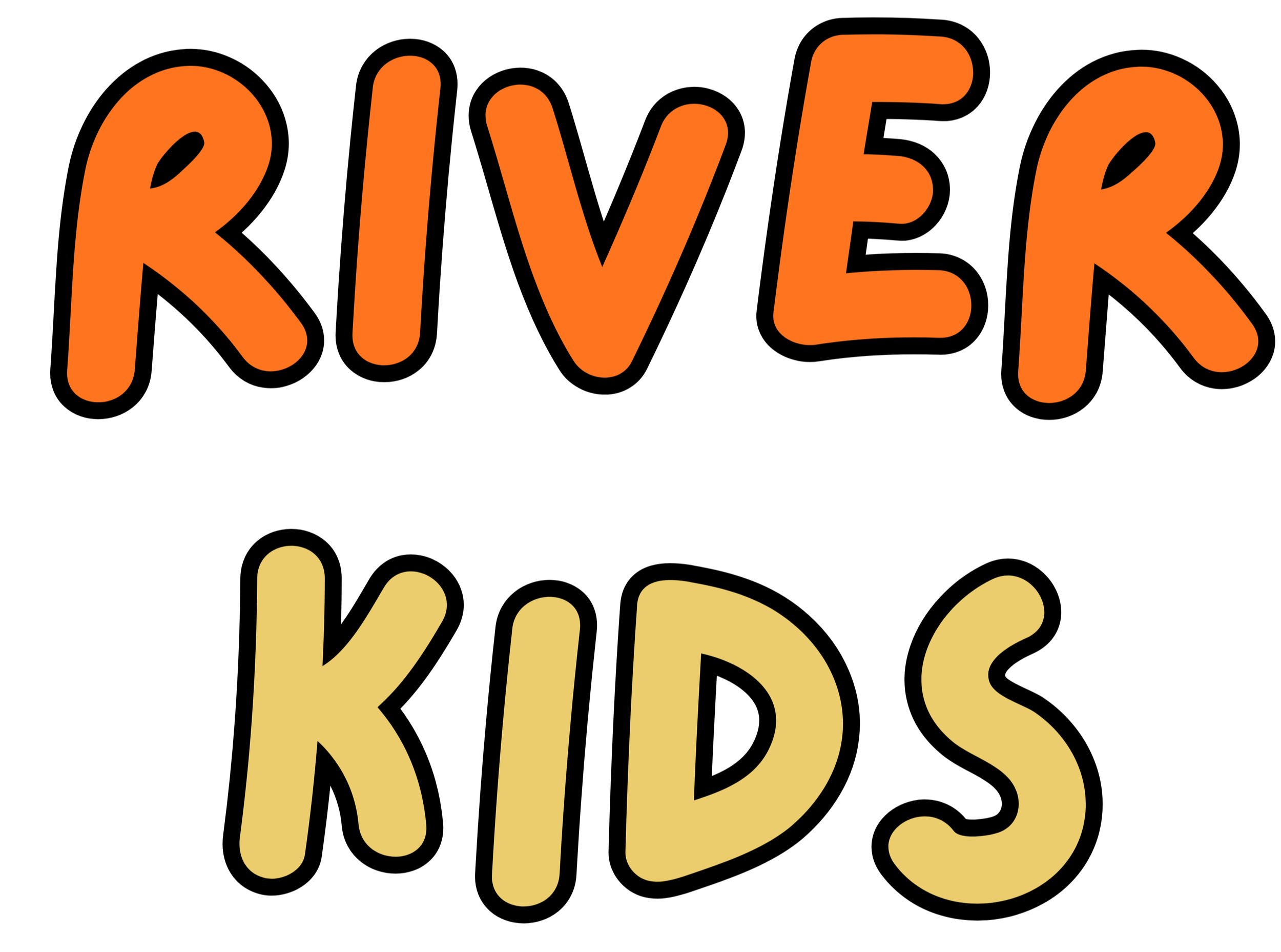a fun orange and yellow logo which says River Kids