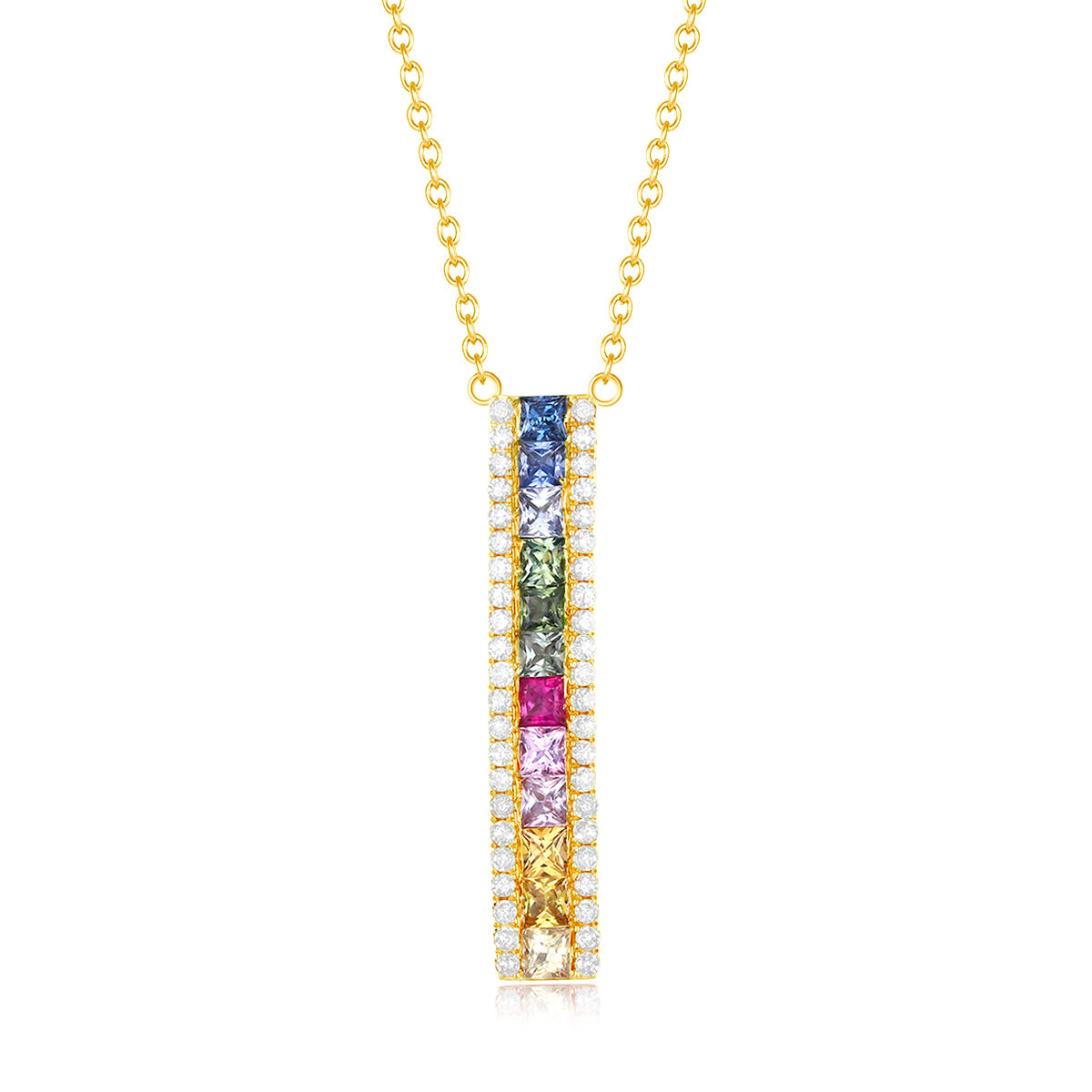 Yellow Gold Rainbow Sapphire Necklace — DeVries Jewelers Online Shop