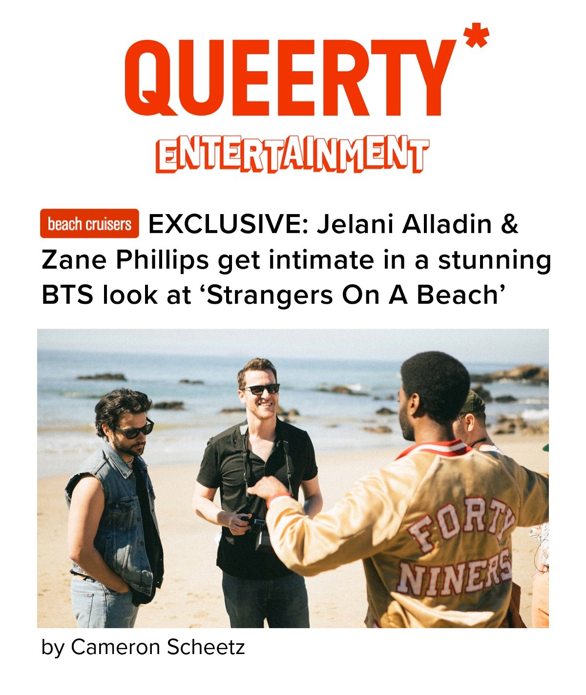 Had a great talk with the crowned prince of queer media @cameronscheetz for @queerty about all things STRANGERS ON A BEACH. So grateful to keep this conversation going.

Hit the link in bio and peep the crazy gorgeous set photography from @wadleywadl