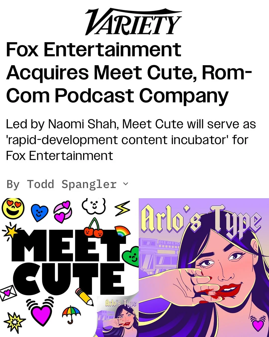 Excited to finally share that Arlo&rsquo;s Type is a Fox Audio Series! 🦊🎧

After Fox Entertainment brought @meetcute into the fam, Arlo&rsquo;s Type became one of the first shows developed under this new banner. 

I couldn&rsquo;t be prouder that A