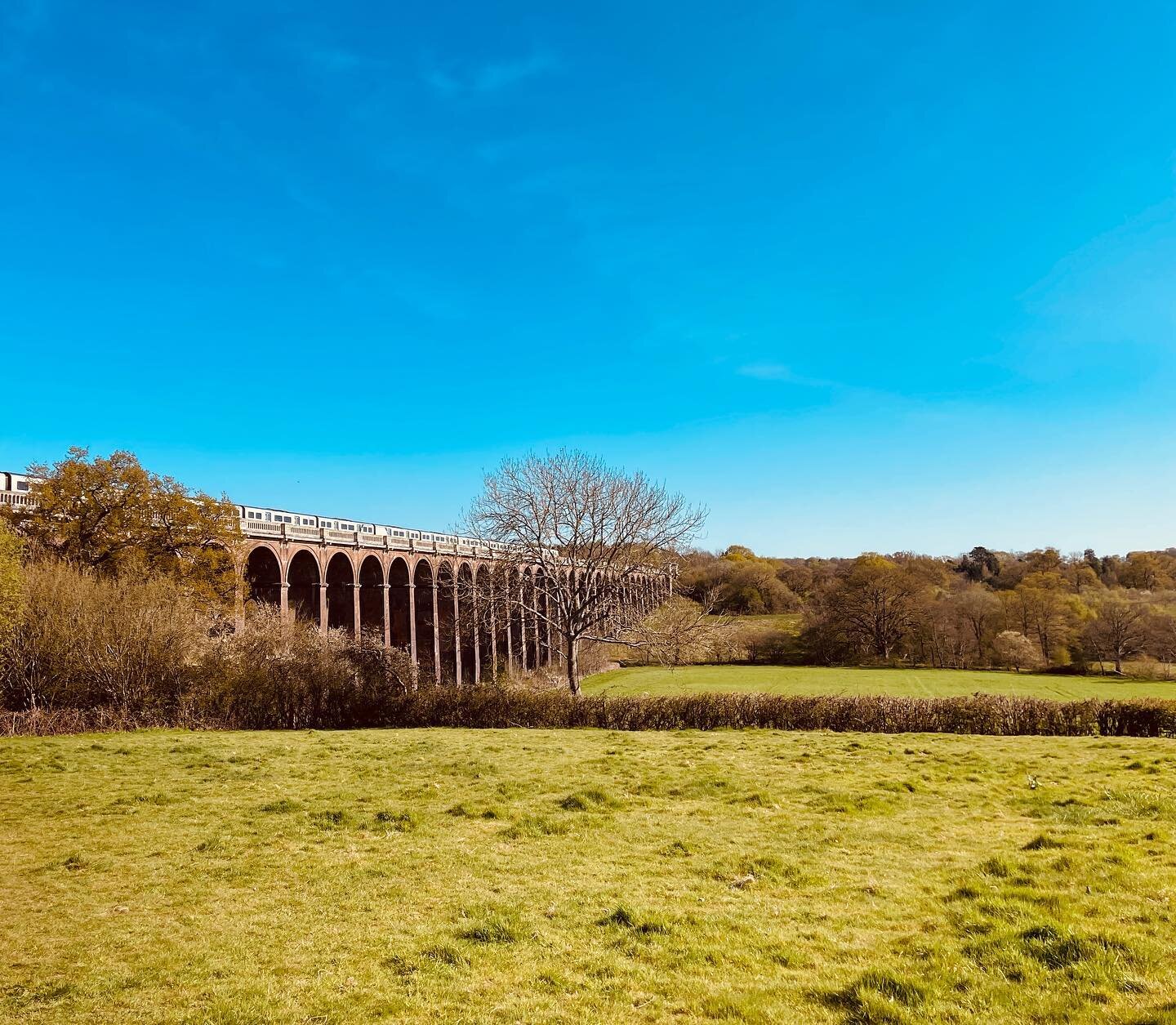 Train over Roman viaducts in Sussex.