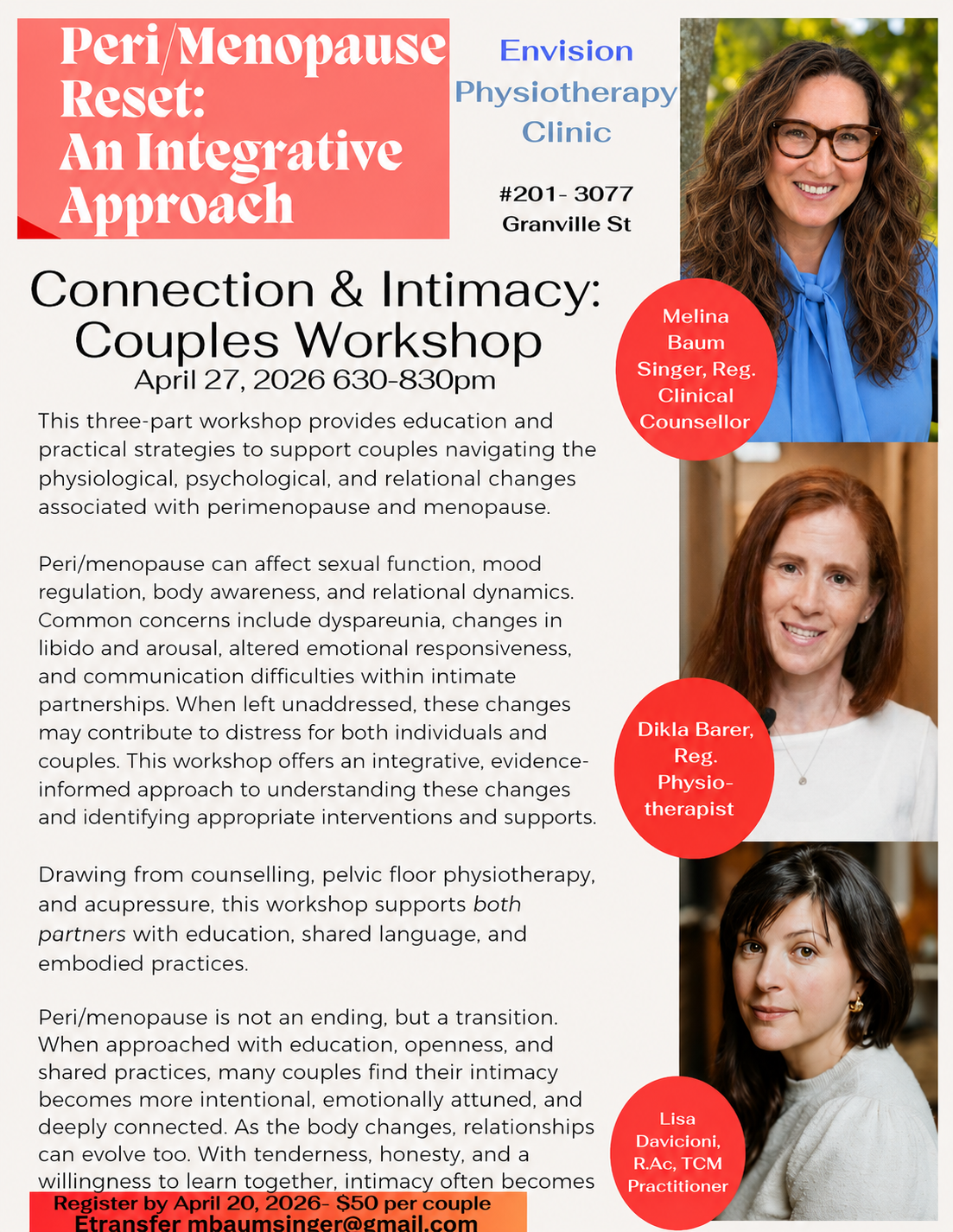 Peri/Menopause, Connection, and Intimacy: A Couples Workshop 