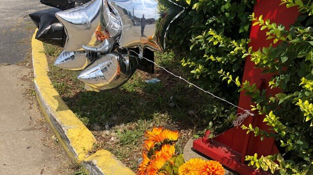  A memorial for one of the victims killed at the gas station at E. 139th/Kinsman 