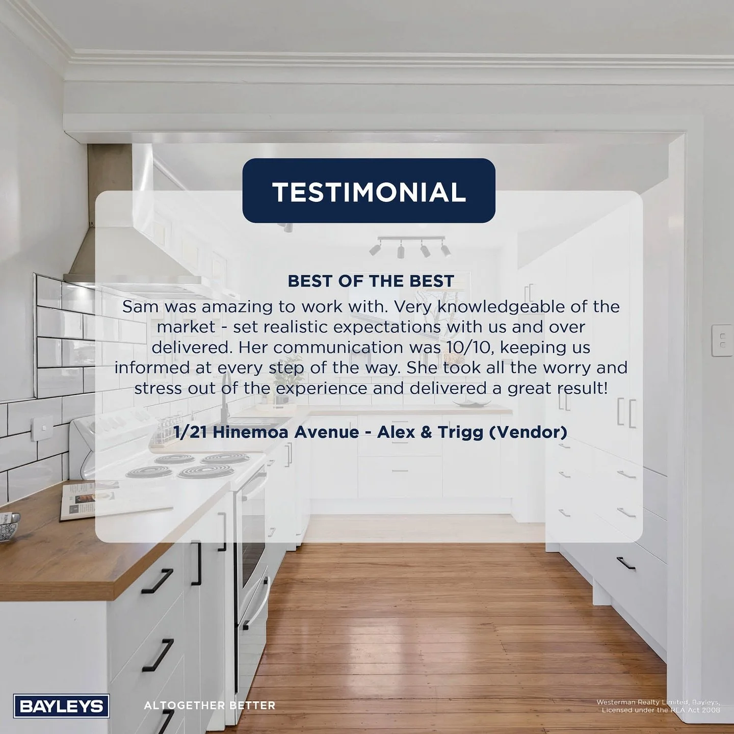 🌟 Another Happy Vendor! 🌟
A big thank you to my lovely clients for this amazing feedback on the sale of 1/21 Hinemoa Avenue! 💬✨
Helping you achieve your property goals is why I love what I do. 💛 If you&rsquo;re thinking about buying or selling, l