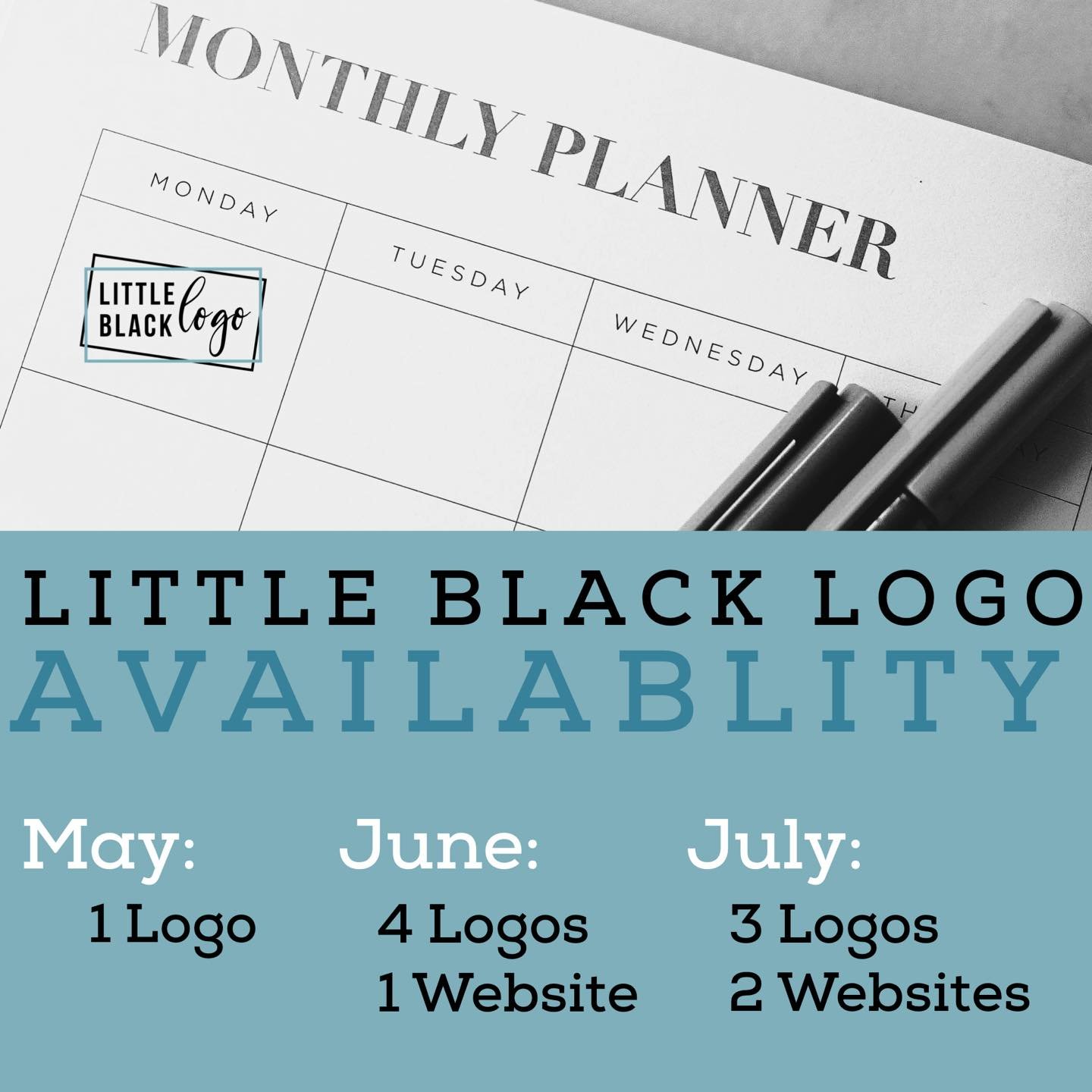 Whew&hellip; Summer is already filling up FAST! 
As a reminder, I slow down a little bit to have more time to soak up summer with my son. That means design spots are LIMITED! 

For more information on Logos:
https://www.littleblacklogo.com/pricing

F