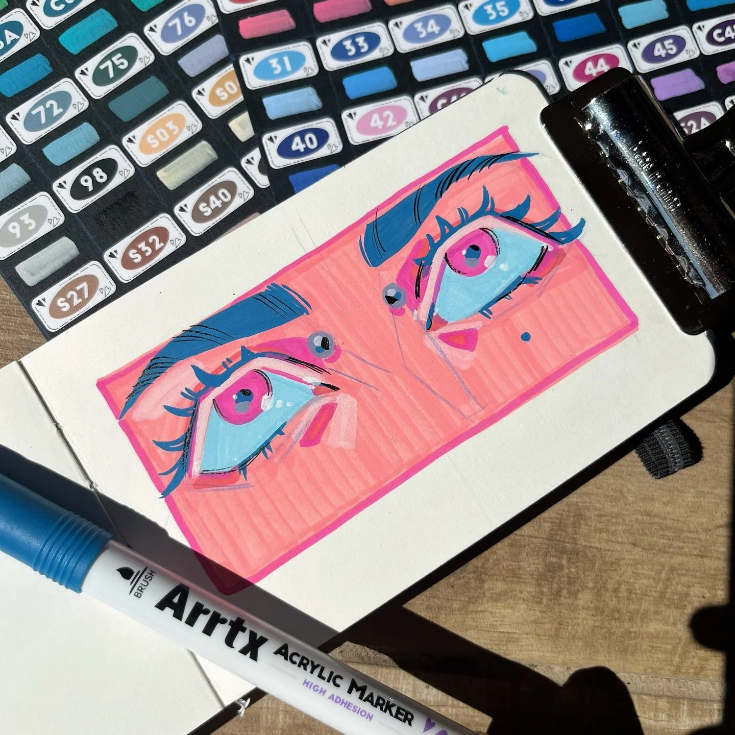 Been sharing my One Week Sketchbook challenge progress over on Patreon if you wanna check it out! Today is Day 6 🩵 
. 
#Drawing #draws #illustration #art #doodle #sketch #painting #らくがき #イラスト #sketchbook #arrtx #acrylicmarkers