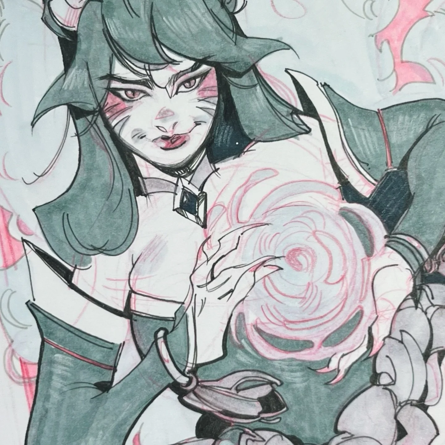 Quick example for the custom sketch you can win at my arTFT game at the TFT Paris Open! ✨ (You won&rsquo;t win this one specifically! You can ask for whatever you like and this is just a ballpark for the style you&rsquo;ll get~) 
. 
#Drawing #draws #