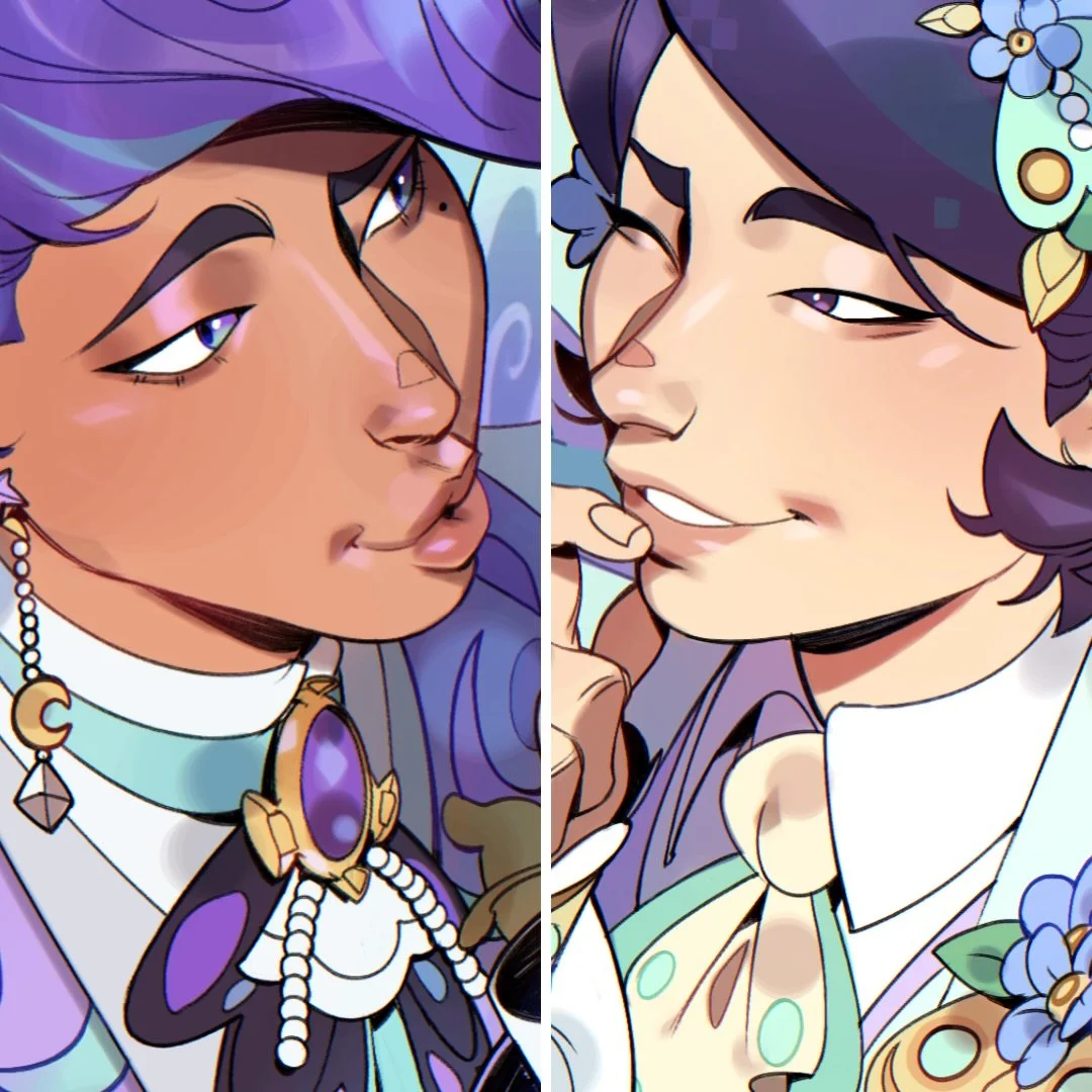 Matching #VGen commissions of an adorable OC couple 🥹💖 #art #anime #oc #originalcharacters