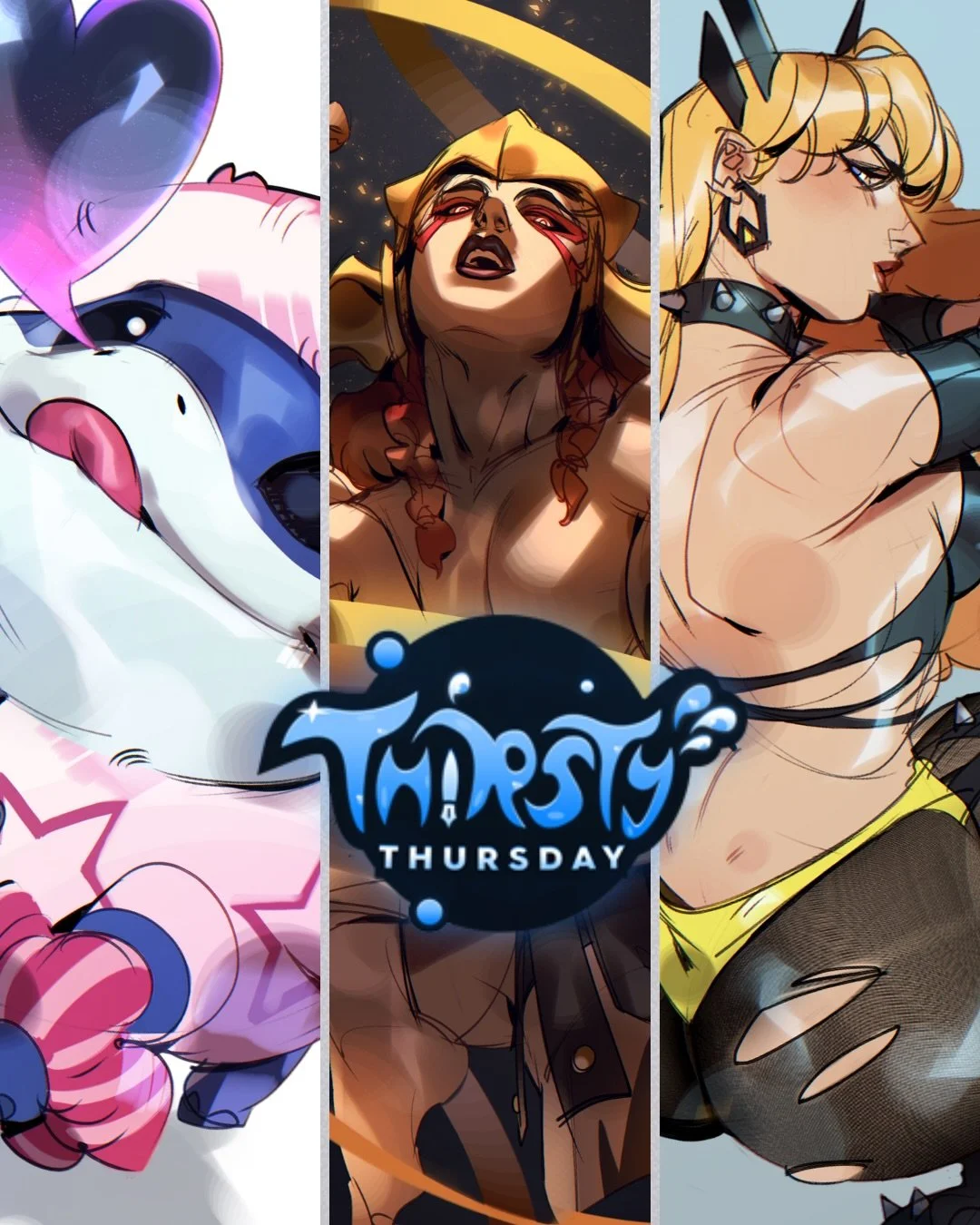 Finally a #MarvelRivals Thirsty Thursday! 💦 Lots of art tilting happened but managed to pull through. It was so fun thank you all for coming 🥹🖤 #Jeff #Angela #Magik #fanart