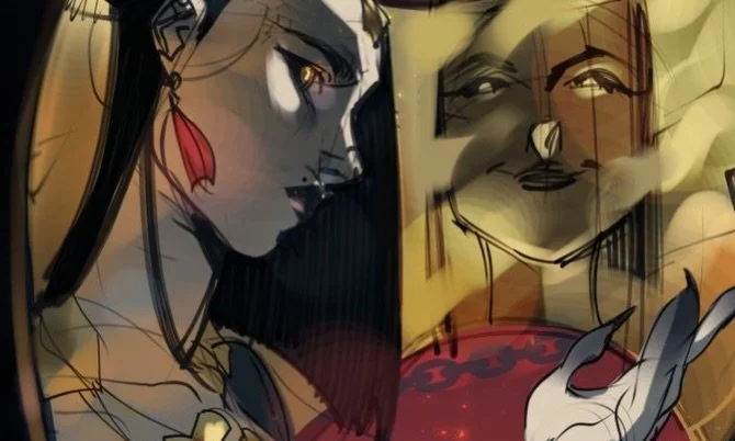 Unused LeBlanc sketch for a #Riftbound playmat I&rsquo;m working on. Music is what I looped while doodling this 🌹 #tcg #leagueoflegends #leblanc #sketch