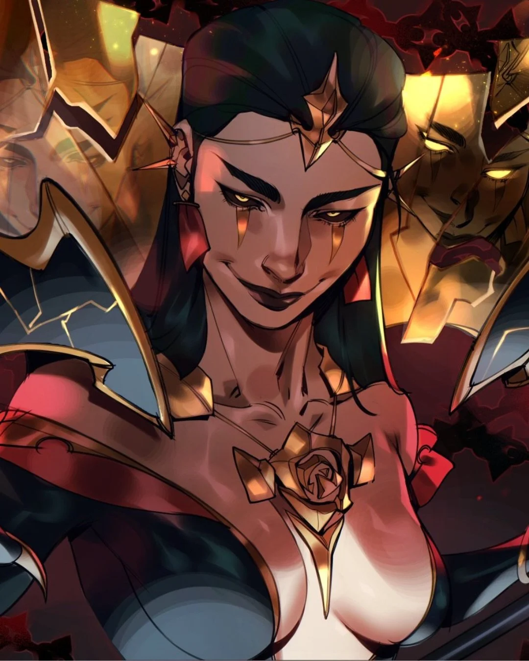 LeBlanc 🌹 An illustration I did as a collaboration with @turnemsideways for a playmat they&rsquo;ll be making soon! On my end, I made collectible gold cards if you wanted to snag the art in a different way! A limited amount are available in my shop 
