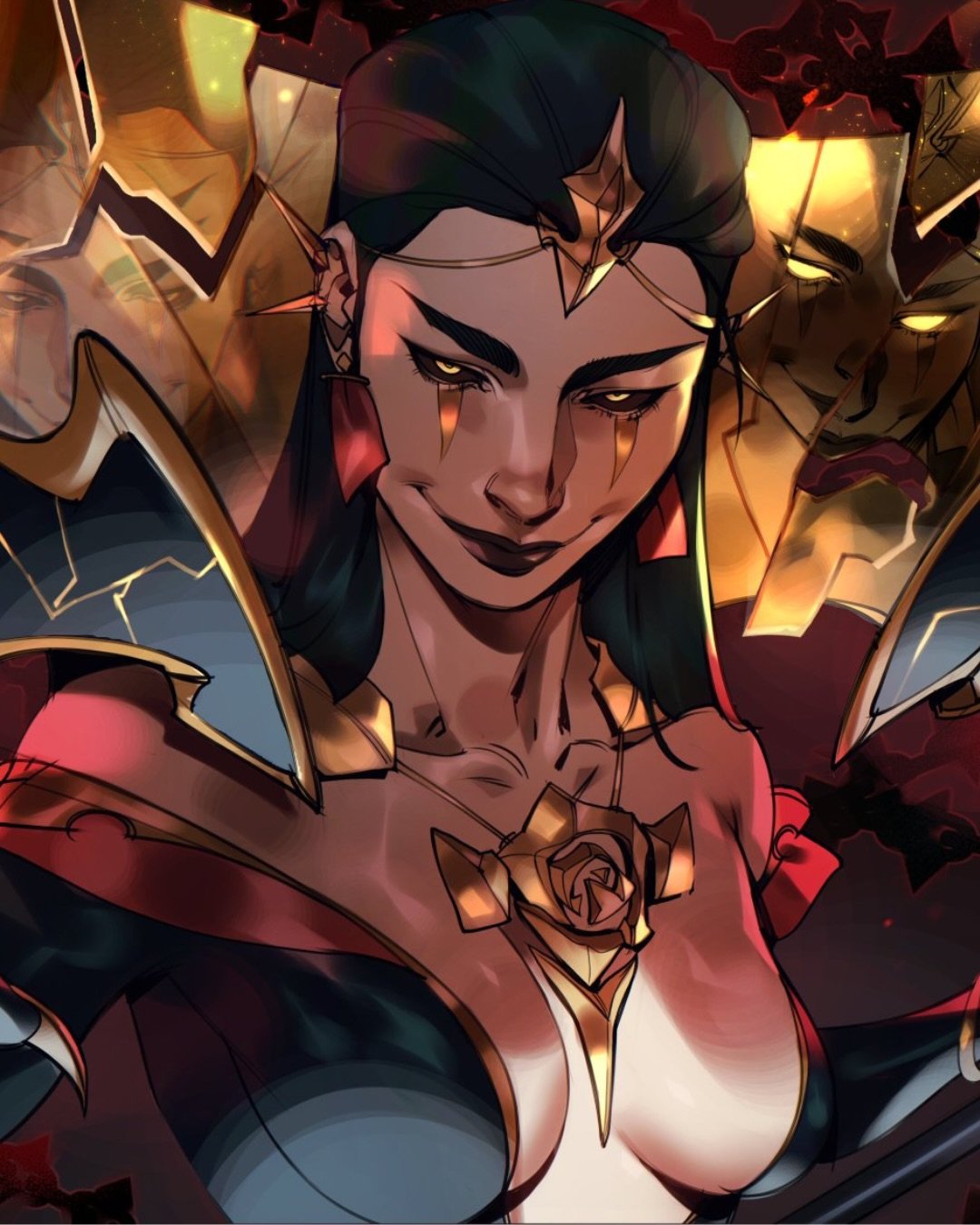 LeBlanc 🌹 An illustration I did as a collaboration with @turnemsideways for a playmat they&rsquo;ll be making soon! On my end, I made collectible gold cards if you wanted to snag the art in a different way! A limited amount are available in my shop 