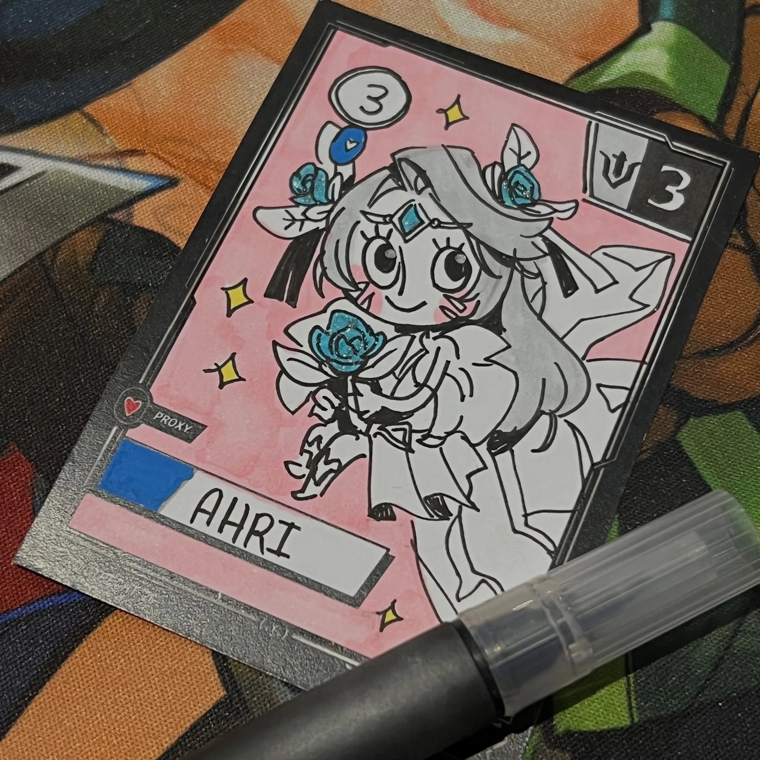 Forgot to post the fun proxies I made for attendees at #RQBarcelona ! 💕 Thank you to everyone who came to hangout and requested one&hellip;..and trusted the process since these are made without pencil LOL 🤠 #Riftbound #TCG #Art #leagueoflegends