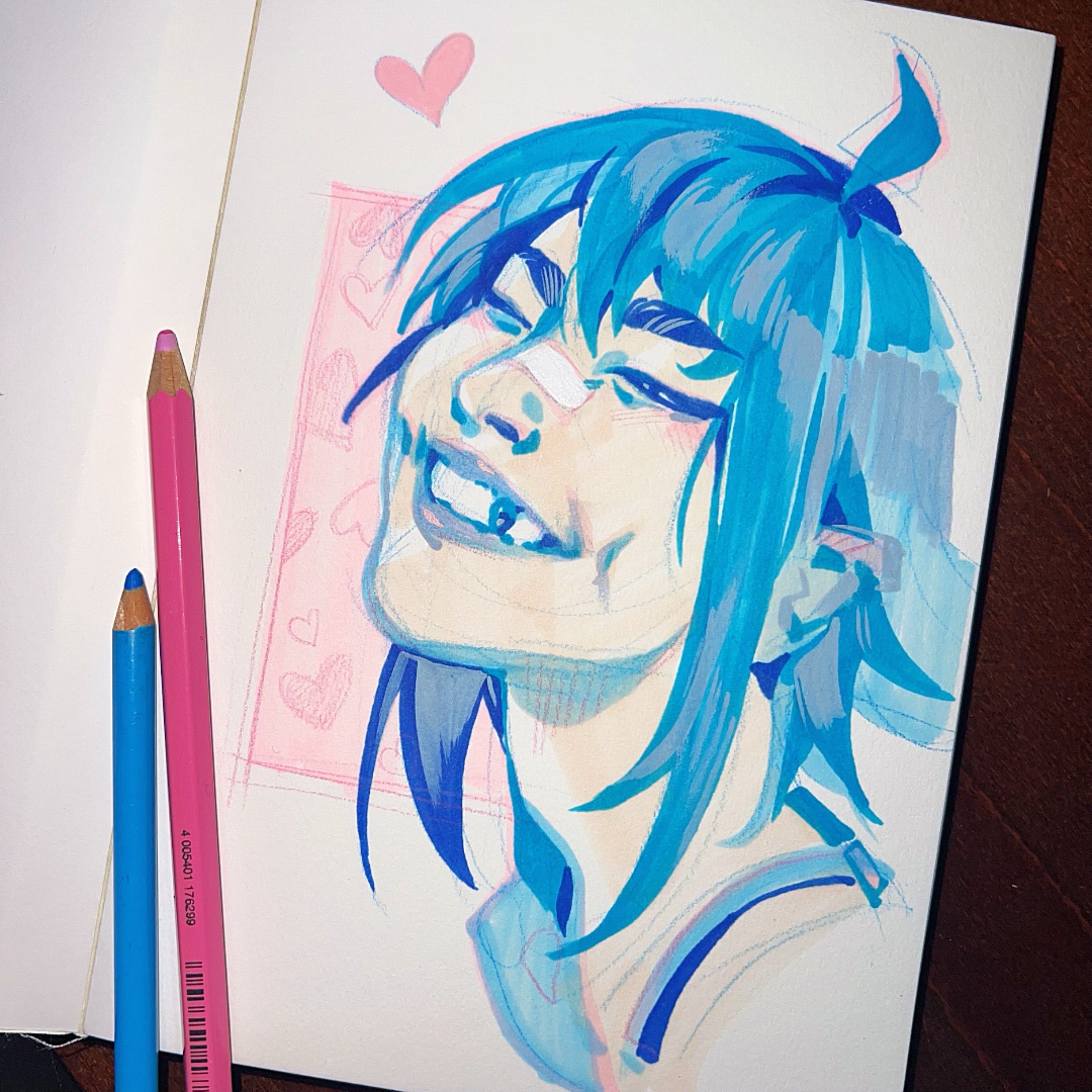 40 min Anya @offcellcomic 🩵 Haven&rsquo;t attempted one of these in a while but thought it&rsquo;d be fun to at least do a couple 😇 #artober2026 #inktober #sketchbook #anime #originalcharacters