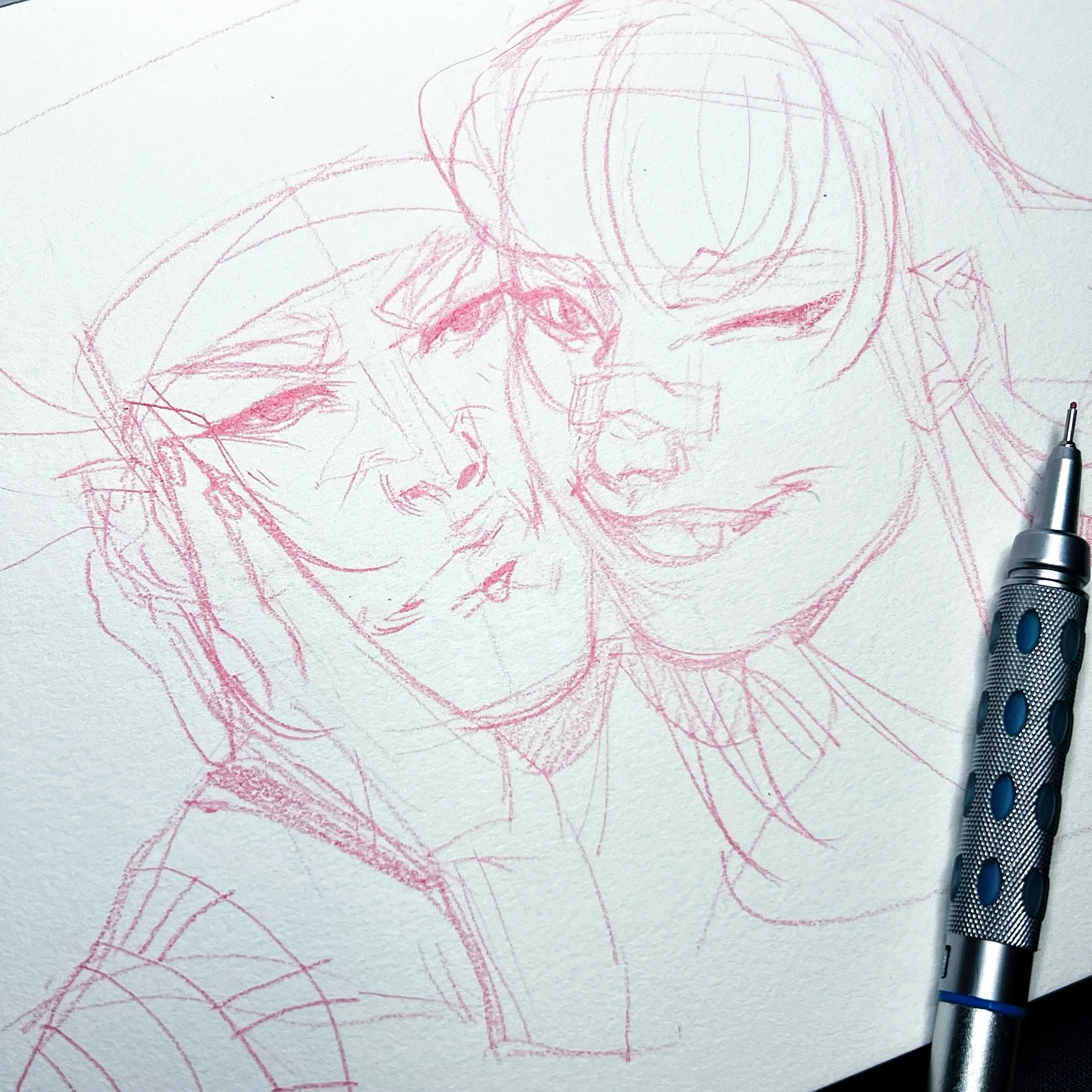 Pinko &amp; Anya @offcellcomic 🍡 ( 15min / Day 4 #artober2026 #WIP ) Leaving it like this for now since I had lots of errands today and it&rsquo;s really dark but happy I got a really cute sketch down! Gonna finish it another day 💞 #sketchbook #tra