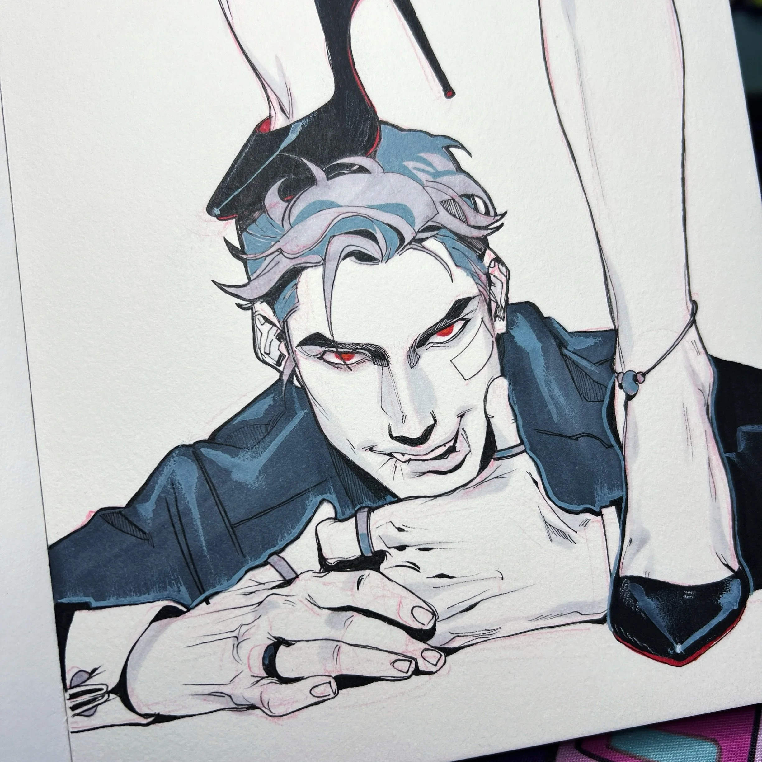 Pim &amp; Effi @offcellcomic 🔪 ( 1hr / Day 5 #artober2026 ) #sketchbook #webcomic #originalcharacters #traditionalart