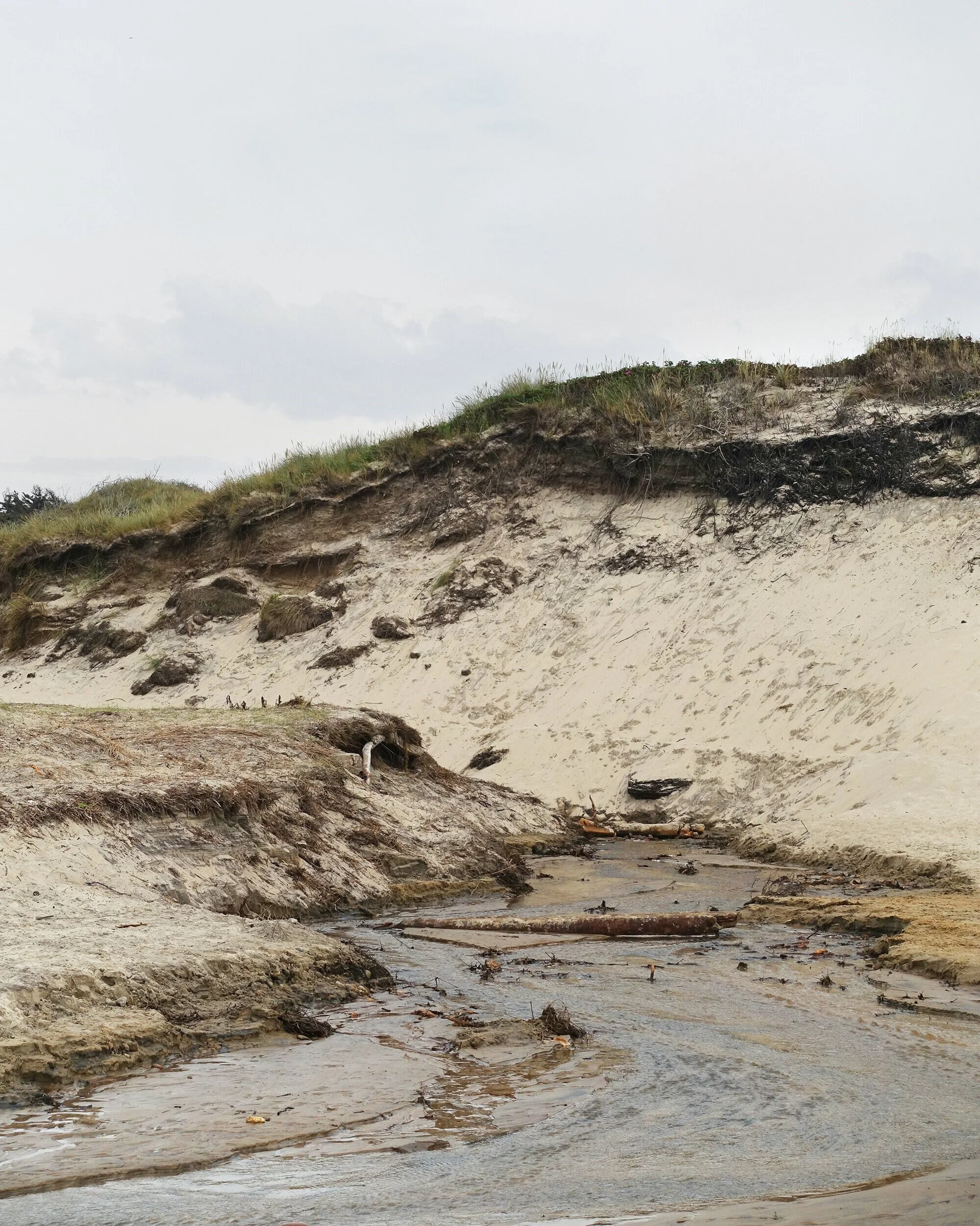 Noen elver har skåret seg tvers gjennom sanddynene.