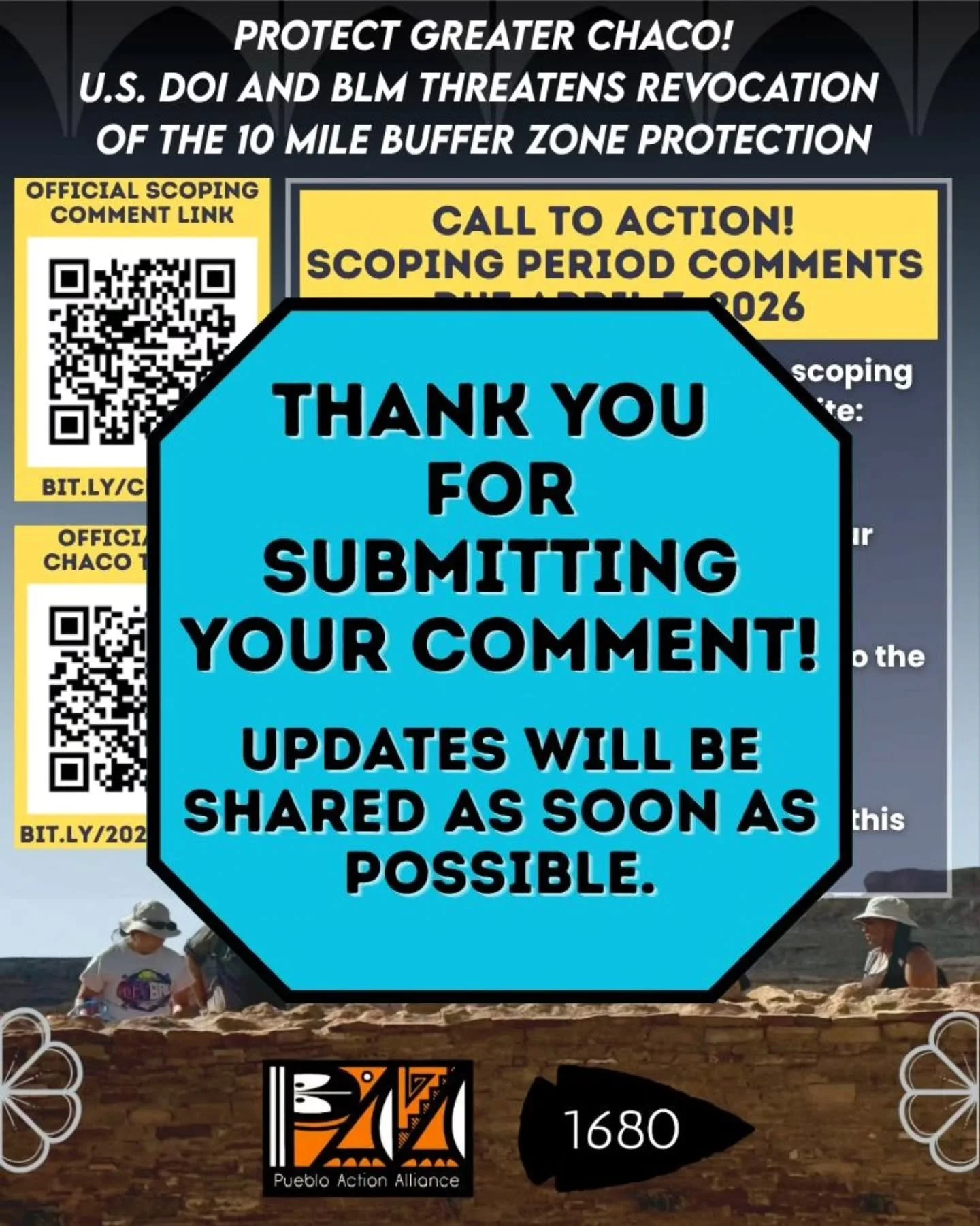 ✨️CHACO✨️
We would like to extend our gratitude to everyone who submitted a scoping comment. In the brief window of time, we mobilized as much as we could, in our villages, in our communities and our keyboard warriors getting the word out. 
 
This in