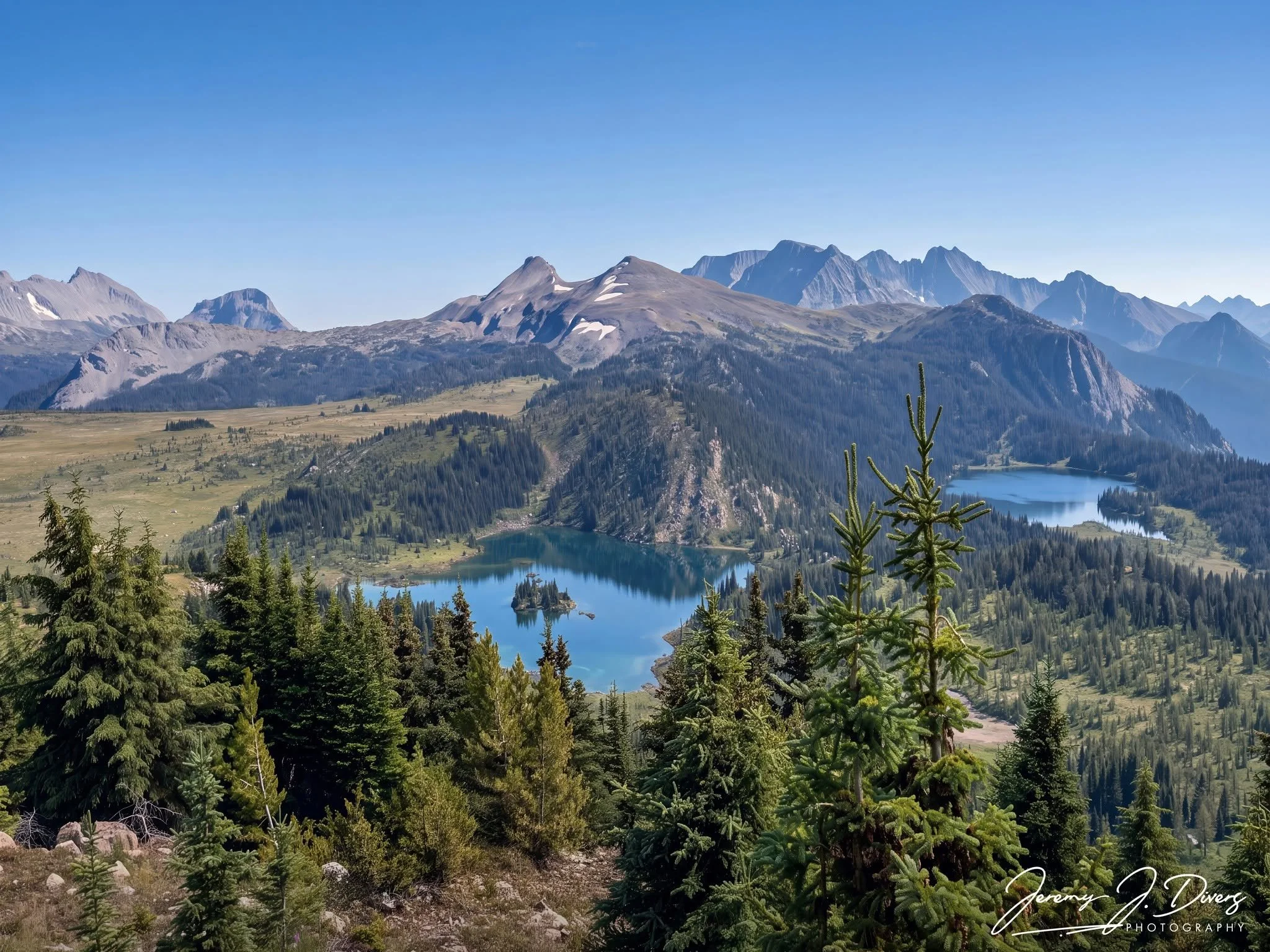 "Views of Rock Isle Lake and Larix Lake" Sunshine Mountain Resort, Banff National Park, Alberta, Canada