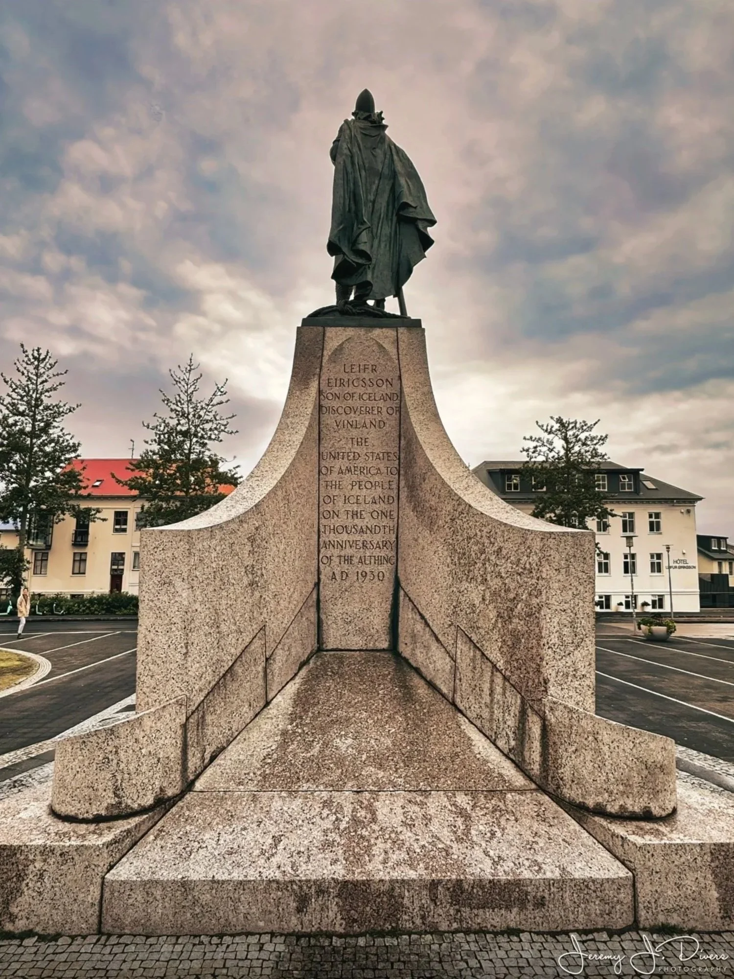 "Leif Erikson Overlooking Reykjavík" Iceland