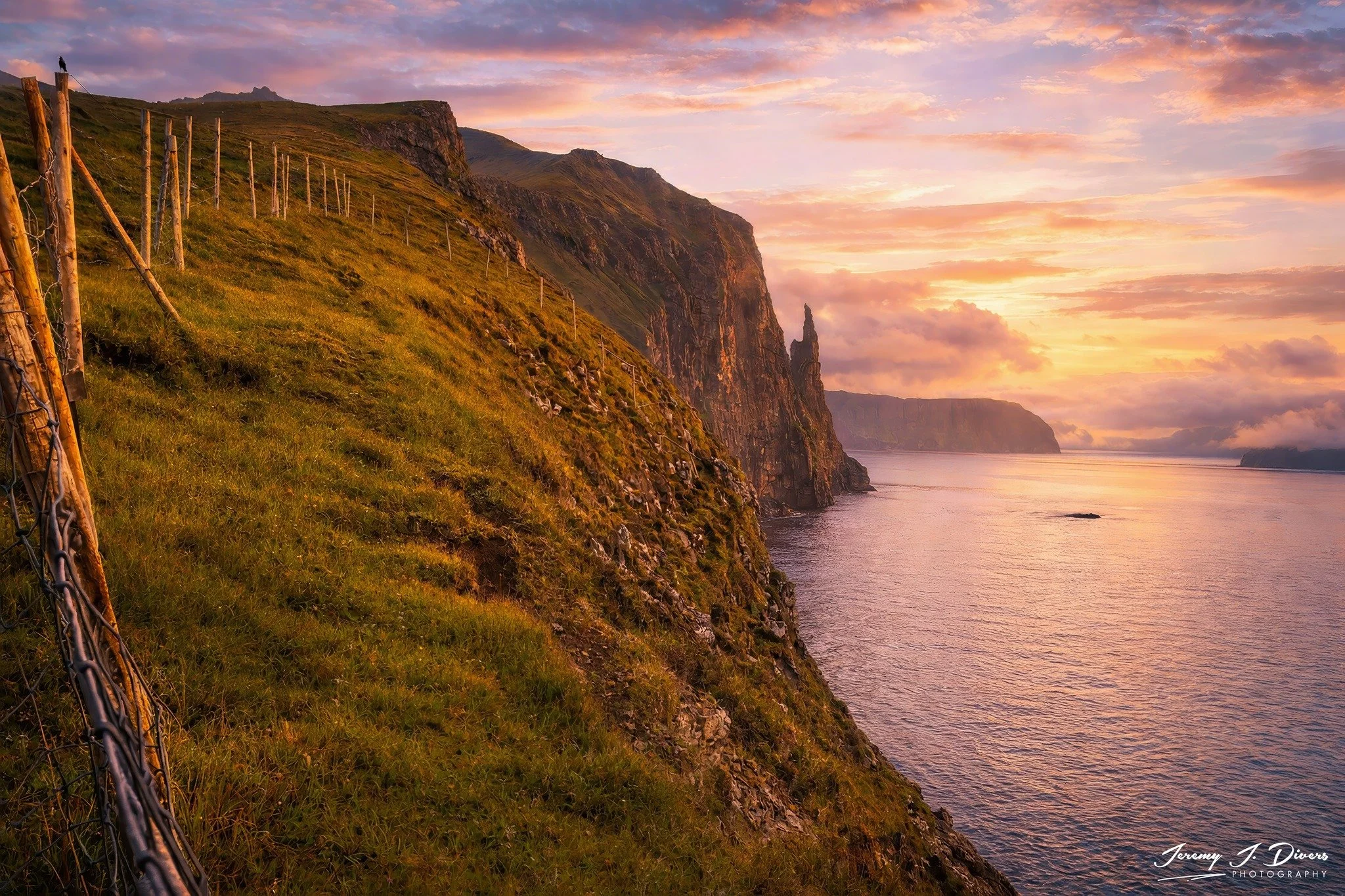 “Sunset Over the Headlands” Vágar, Faroe Islands