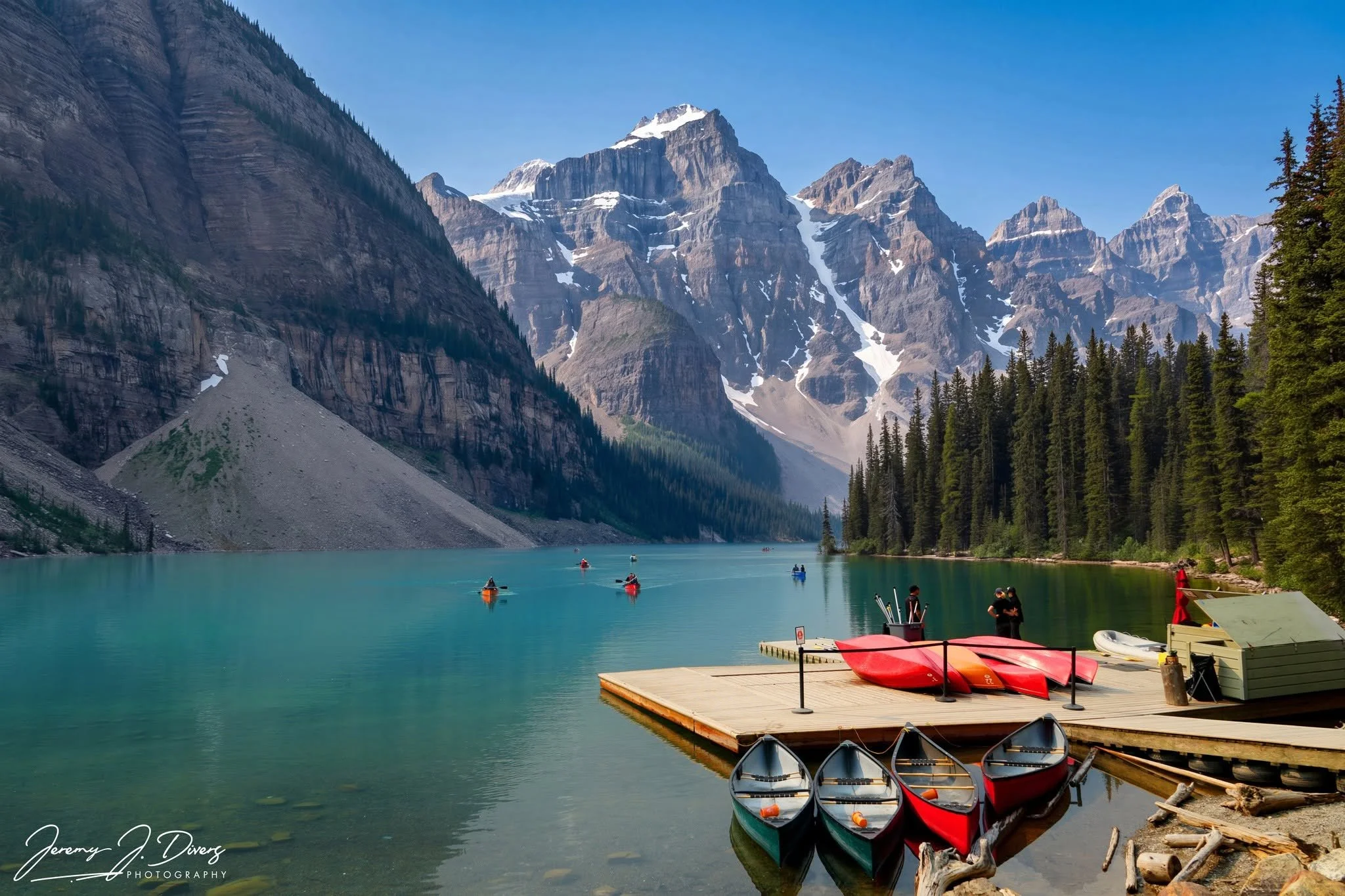 "Kayakers at Lake Moraine" Banff National Park, Alberta, Canada