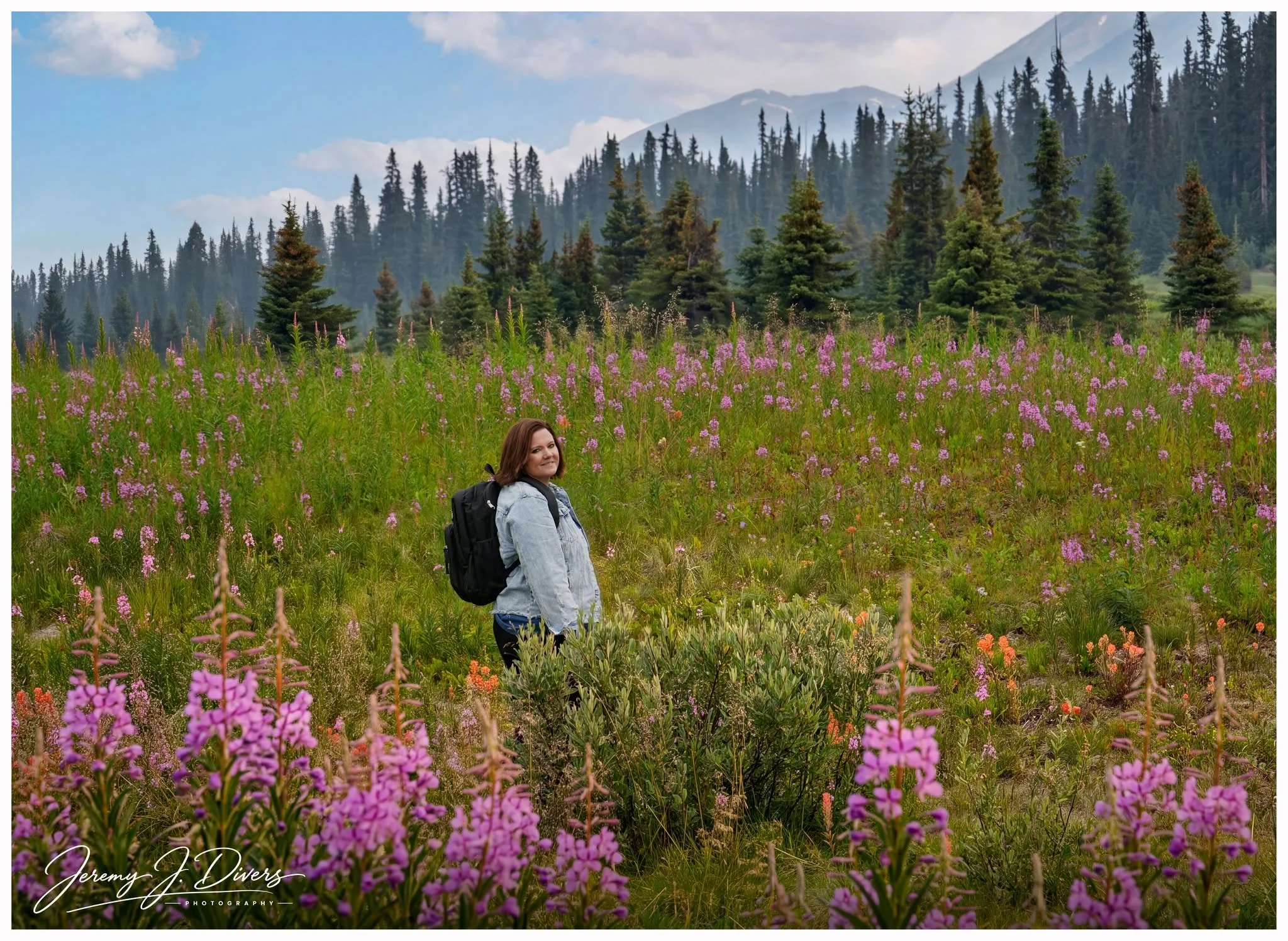 "Betsy in the Wildflowers" Banff National Park, Alberta, Canada