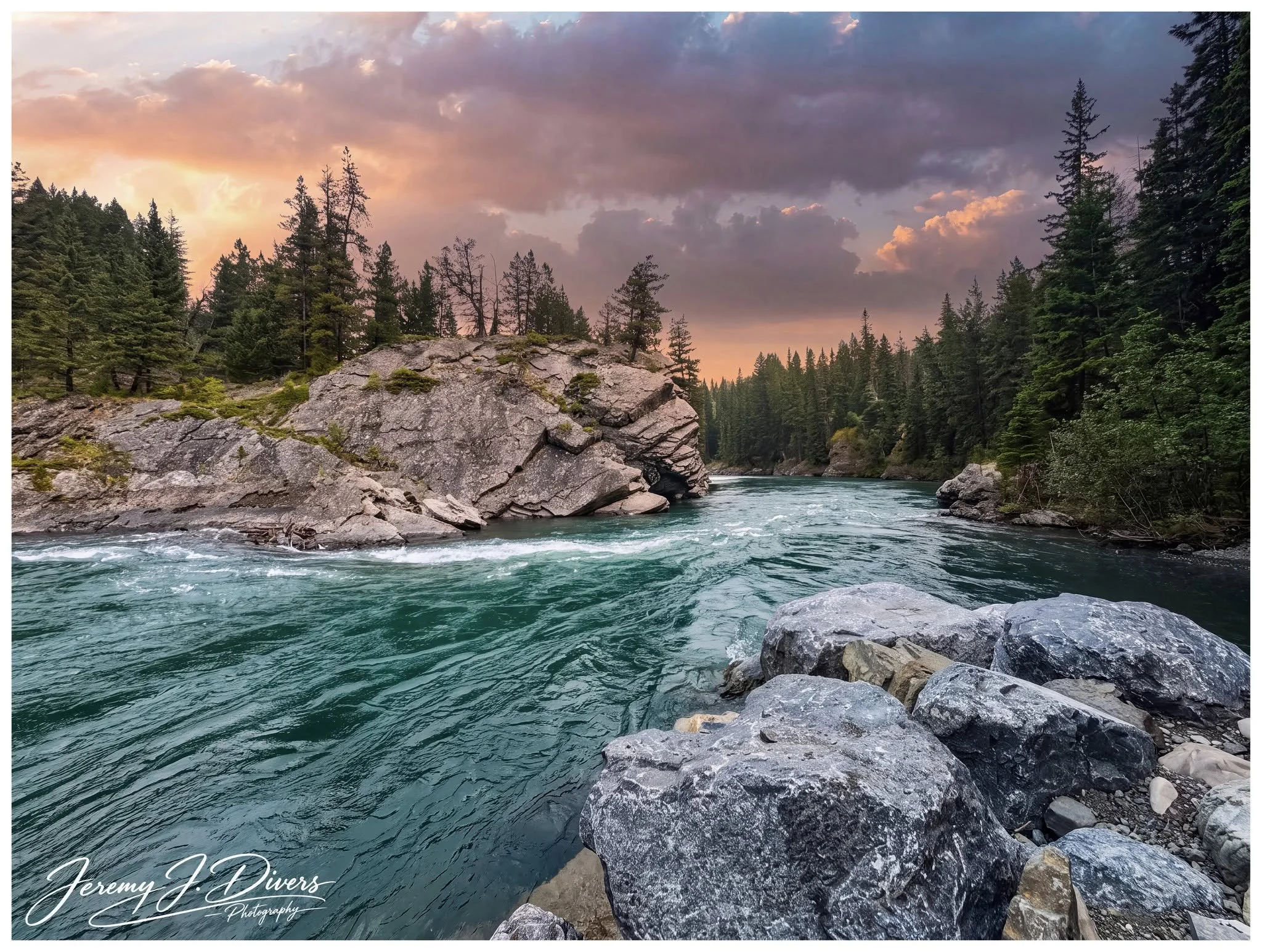 "Wildwater Sunset" Banff National Park, Alberta, Canada
