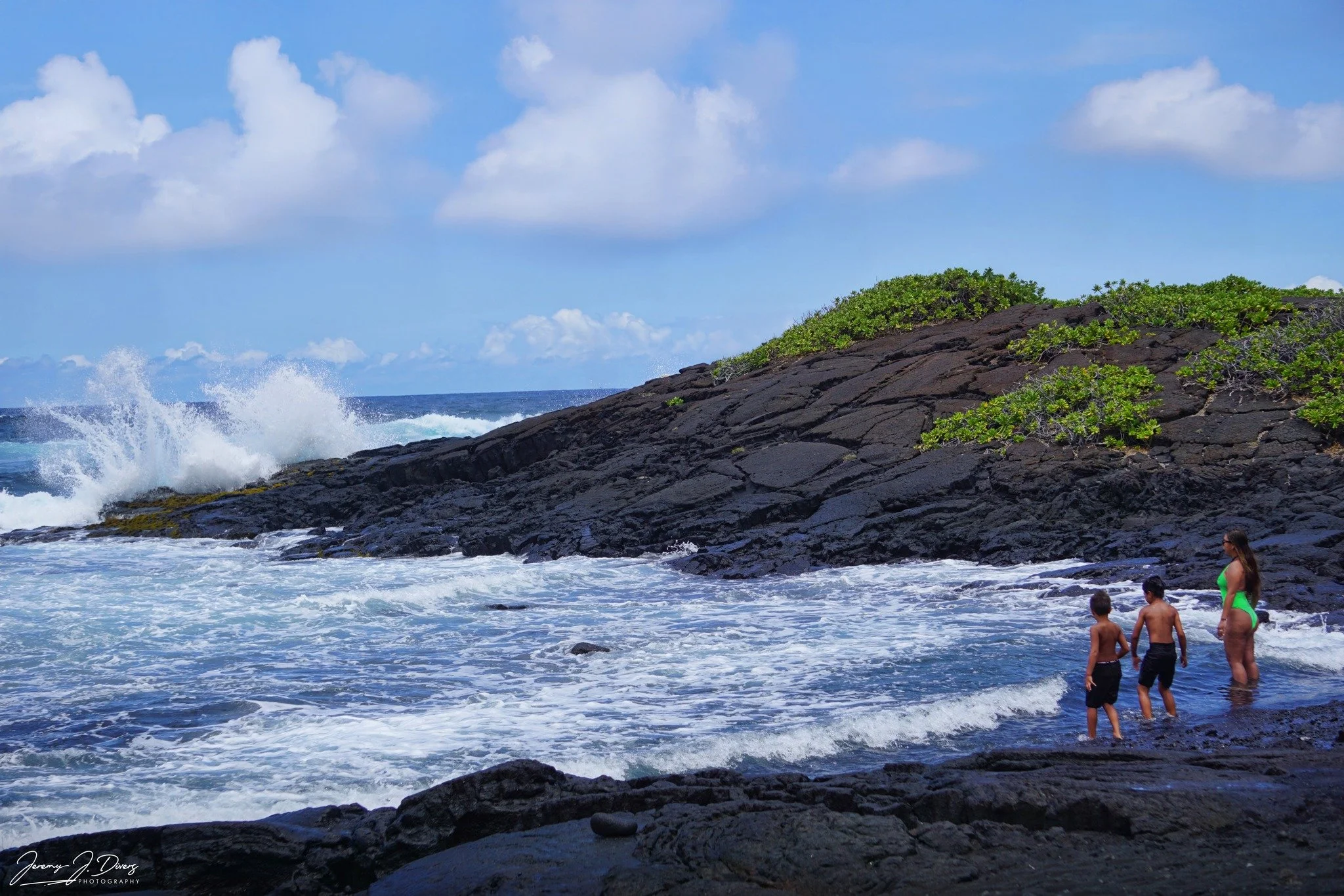 "Family at Punaluʻu Beach" Big Island, Hawaii