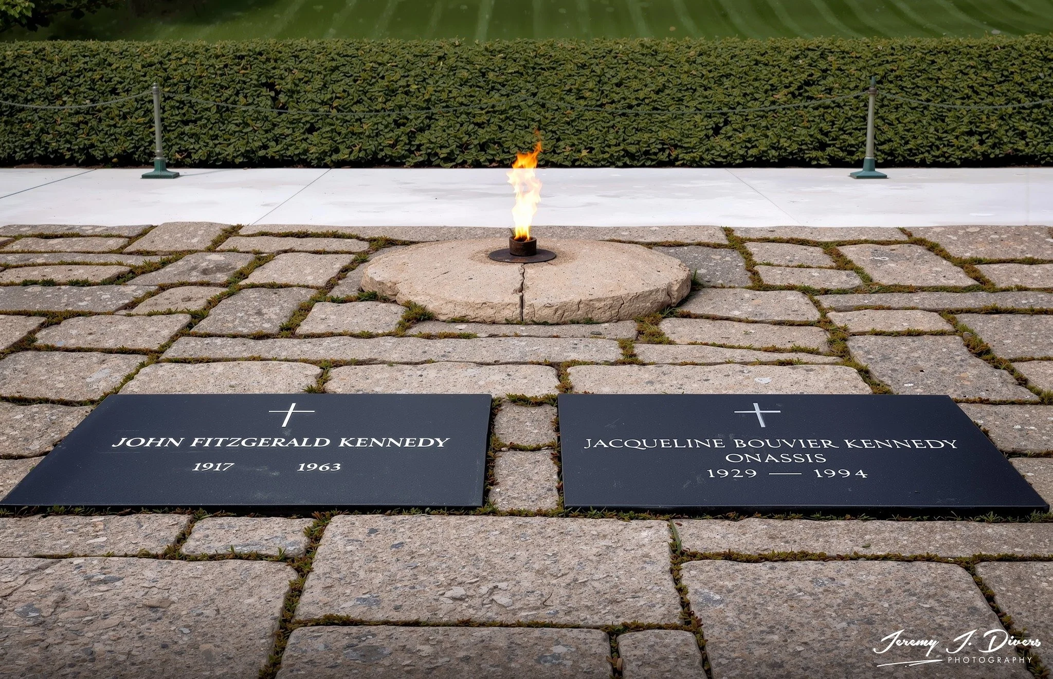 "The Eternal Flame" Gravesite of President John F. Kennedy and First Lady Jacqueline Kennedy Onassis, Arlington National Cemetery, Virginia