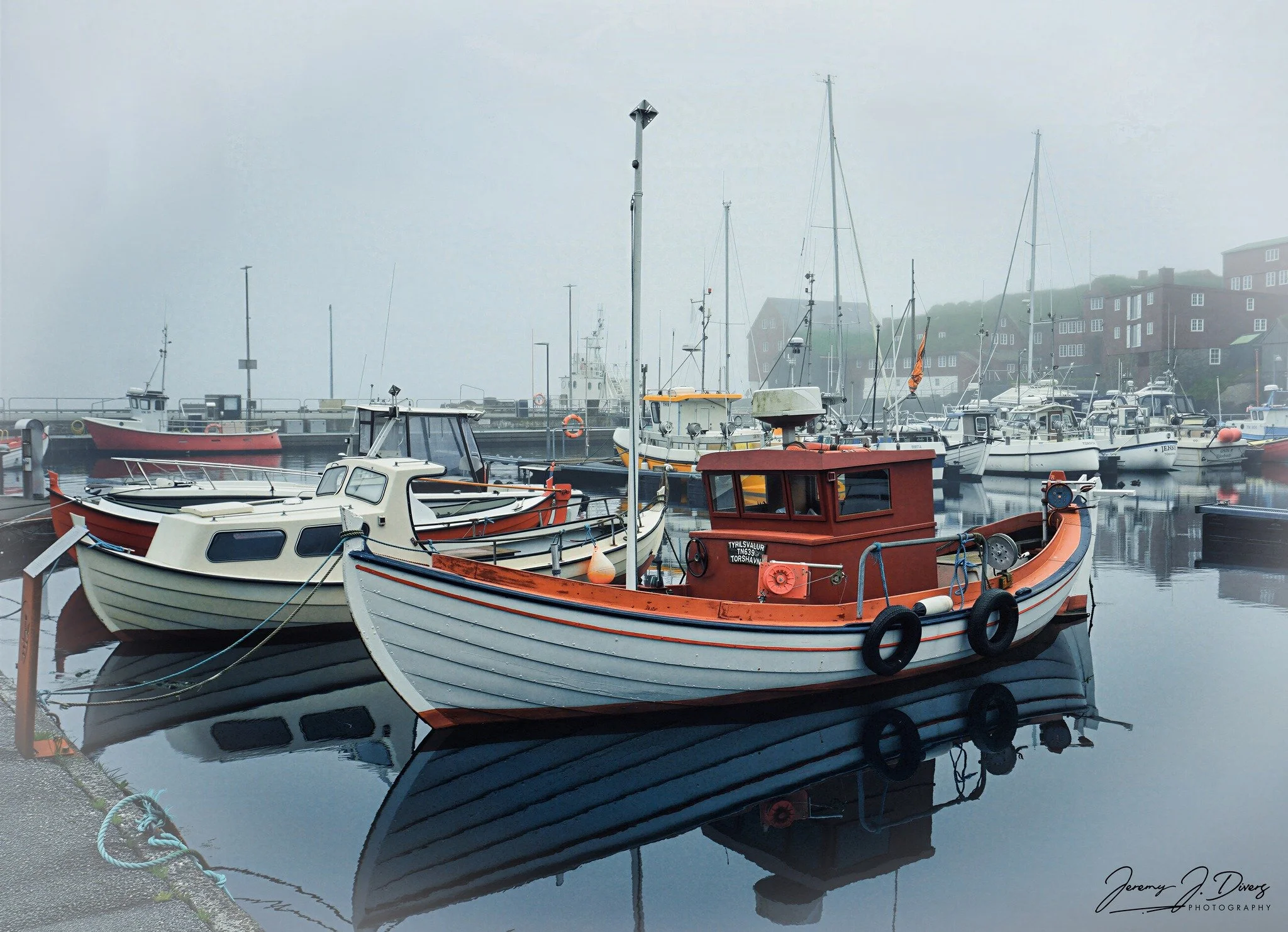 "Faroese Boats in the Fog" Tórshavn, Faroe Islands