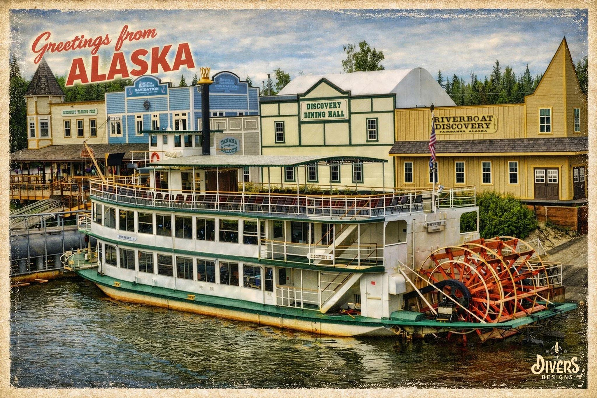 "Greetings From Alaska" Vintage Style Postcard, Fairbanks, Alaska
