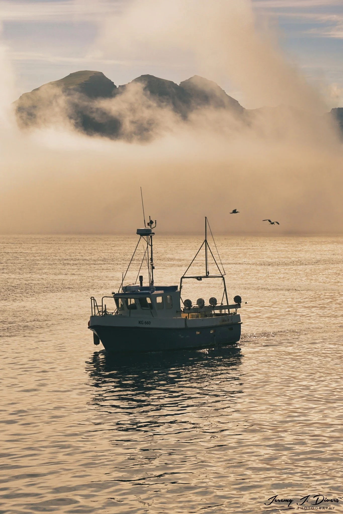 "Boat in the Golden Mist" Faroe Islands