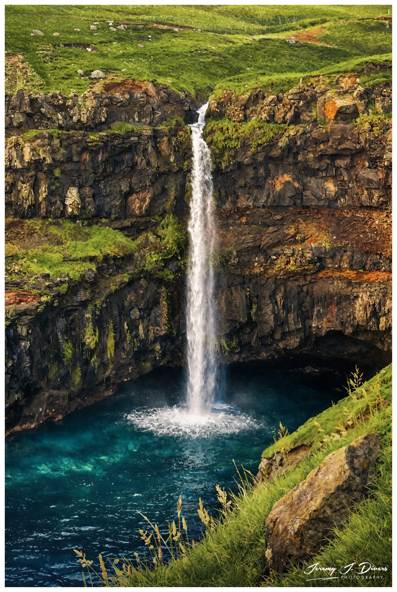 “The Sapphire Drop” Múlafossur Waterfall, Faroe Islands