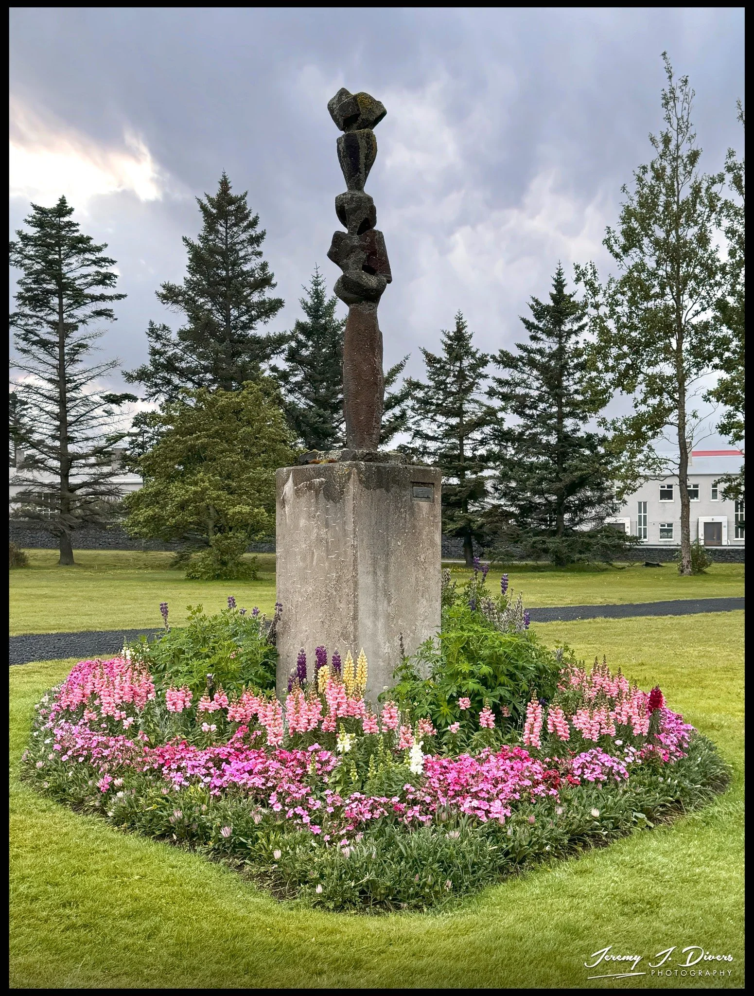 "Icelandic Sculpture within the Flowers" Reykjavik, Iceland
